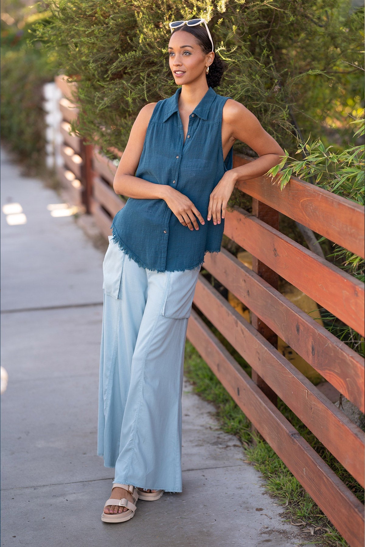 Wearables Otto Gauze Button-Up Tank