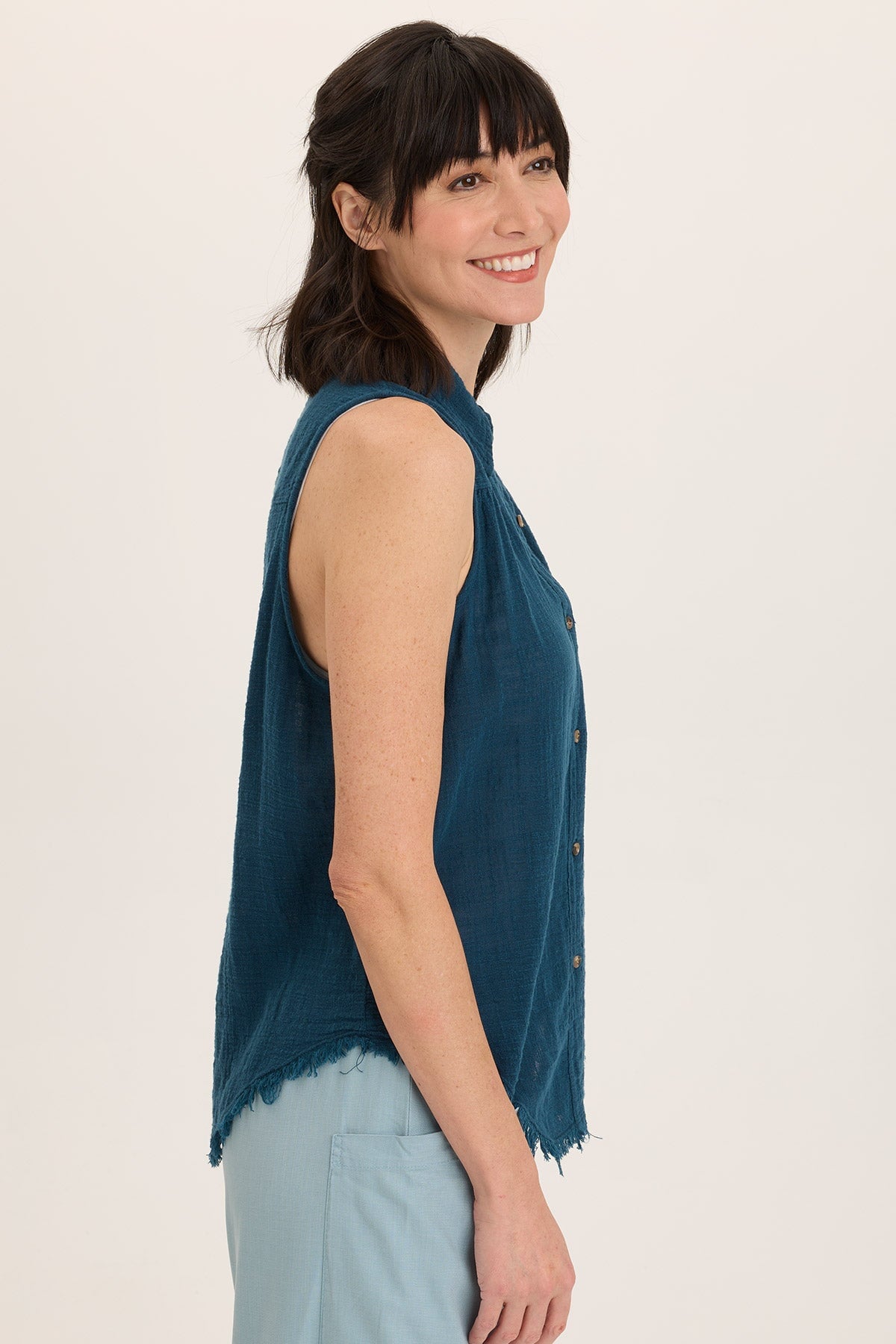 Wearables Otto Gauze Button-Up Tank