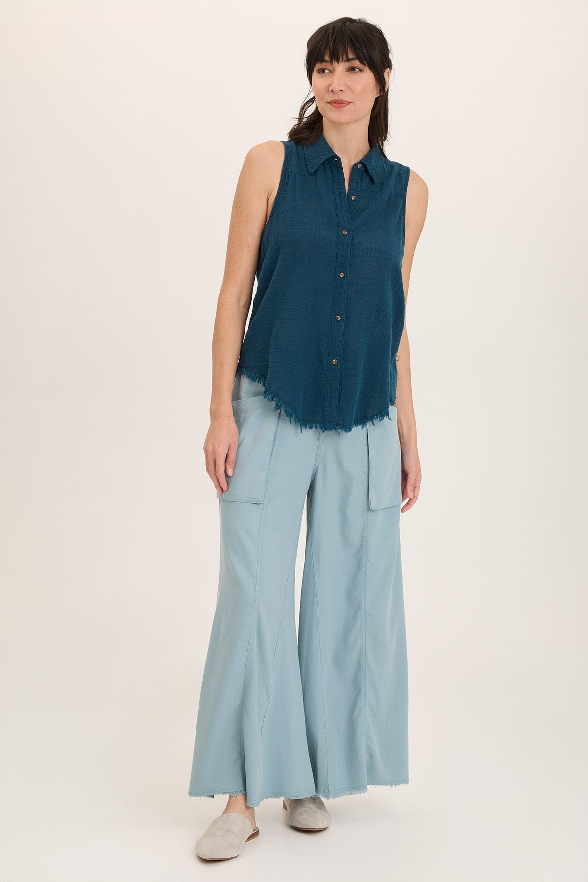 Wearables Otto Gauze Button-Up Tank