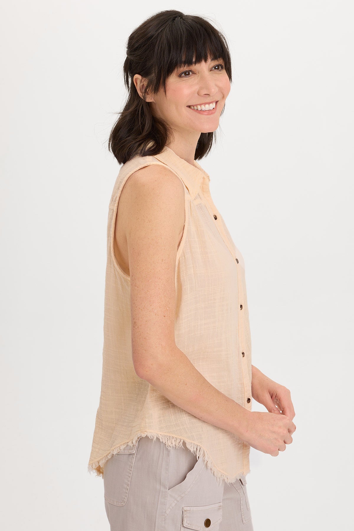 Wearables Otto Gauze Button-Up Tank