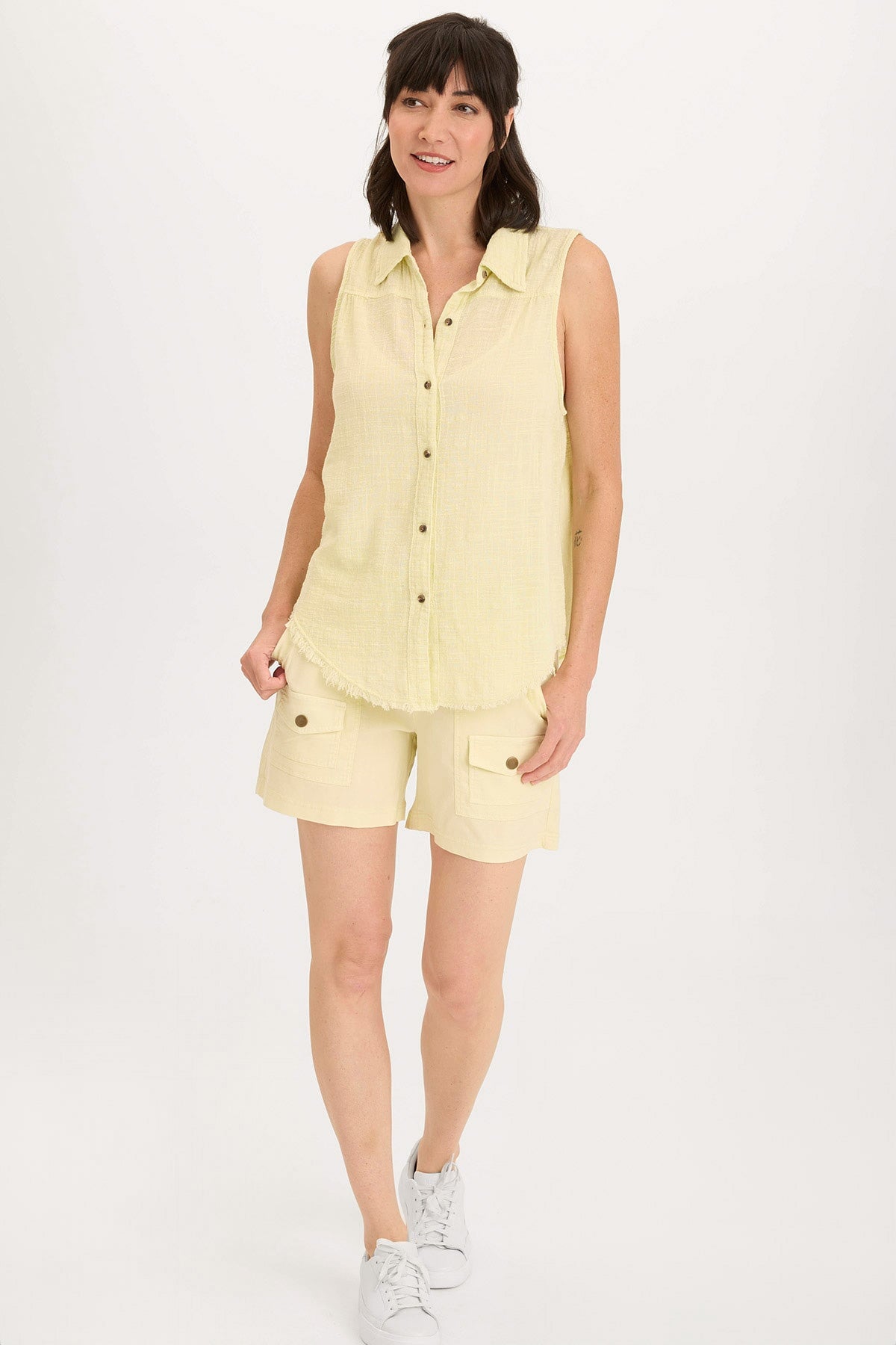 Wearables Otto Gauze Button-Up Tank