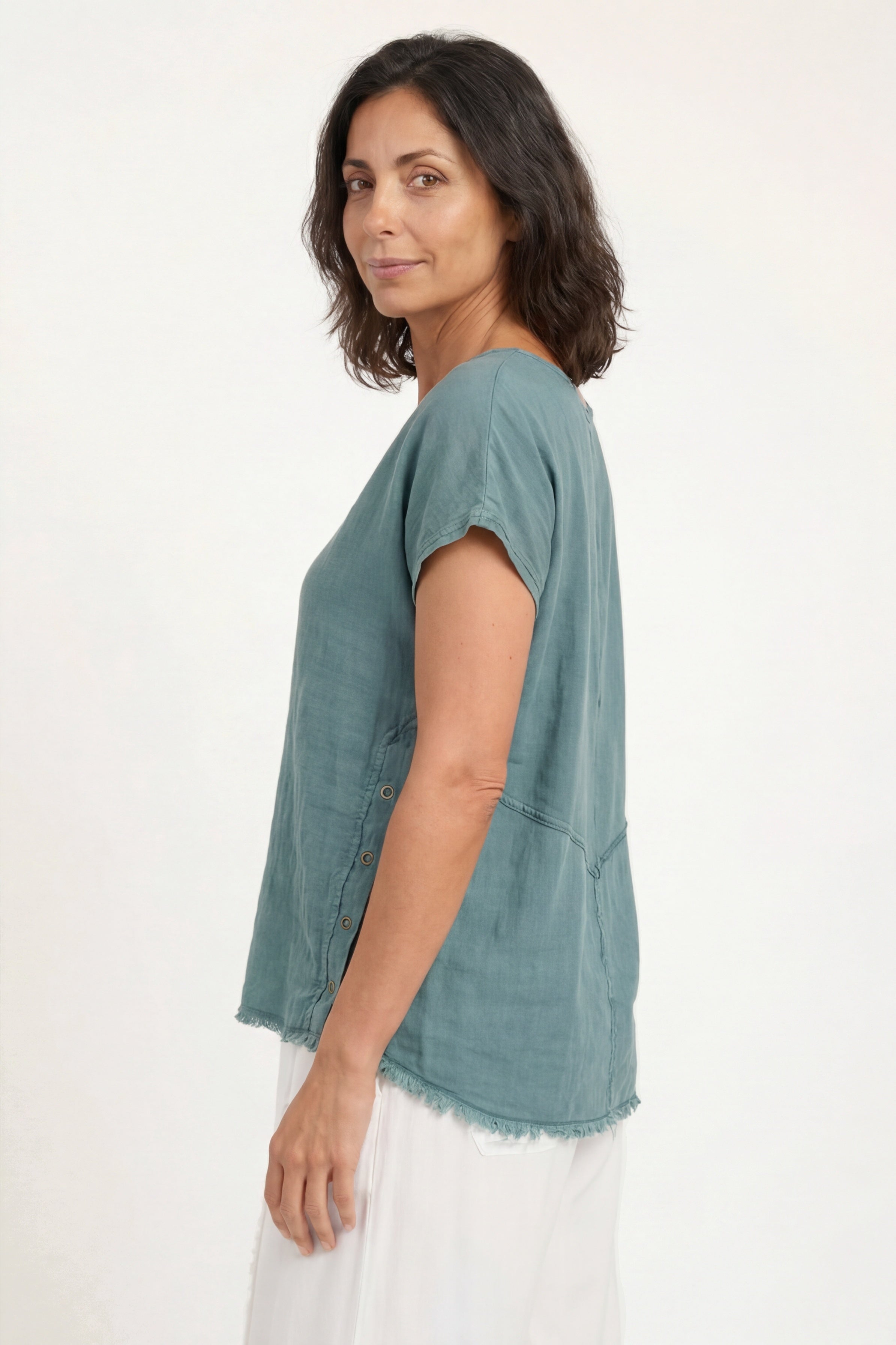 XCVI Rian Linen Short Sleeve Top