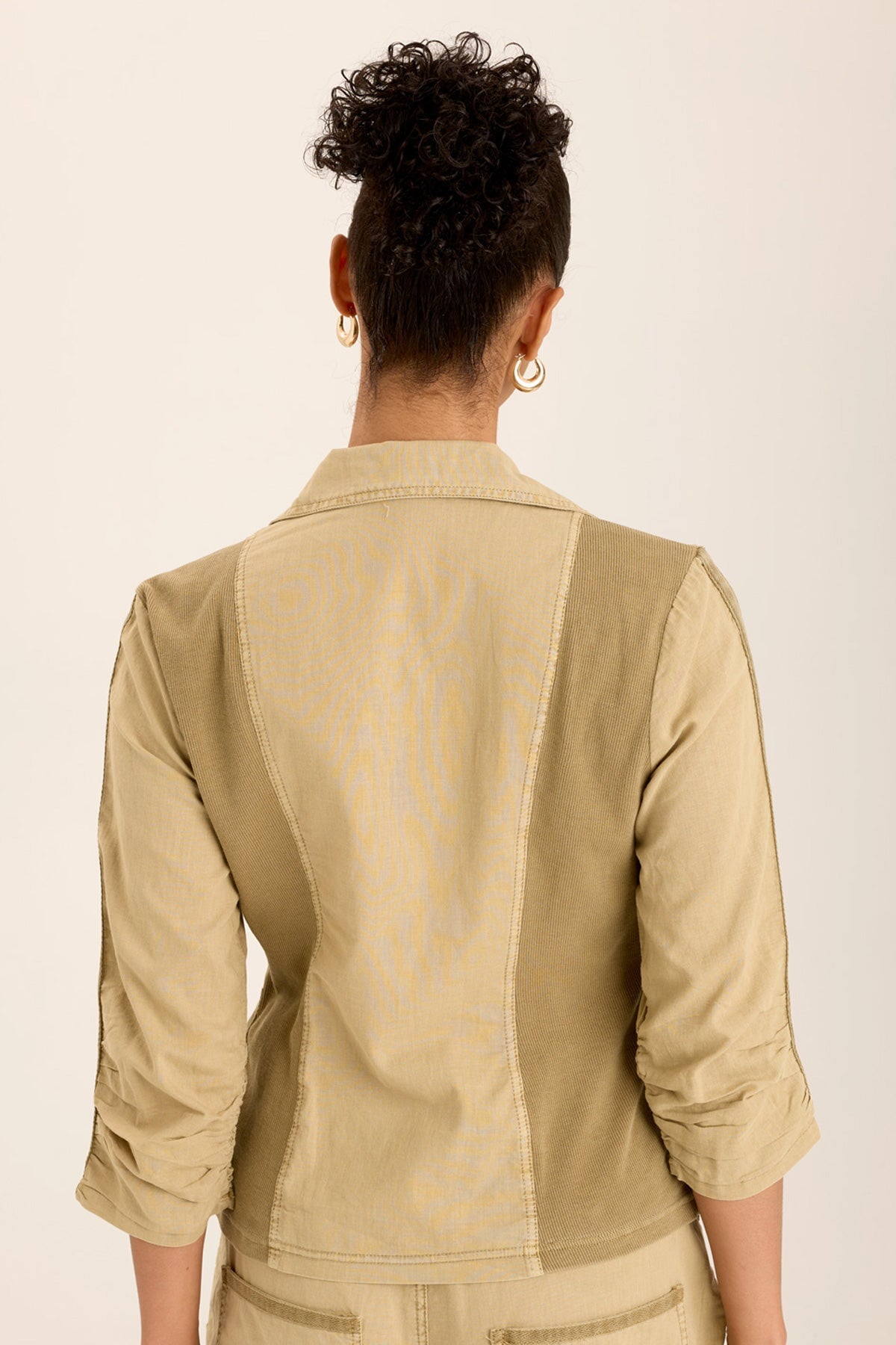 Wearables Folksy Linen/Stretch 4-Pocket Shirred Blazer