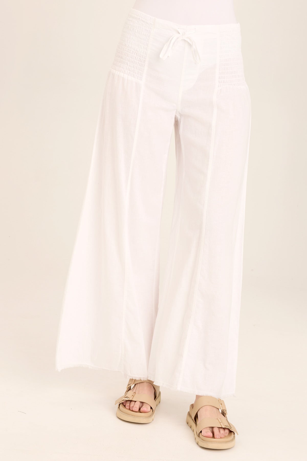 Wearables Kaj Wide Leg Cotton Linen Flare Pant