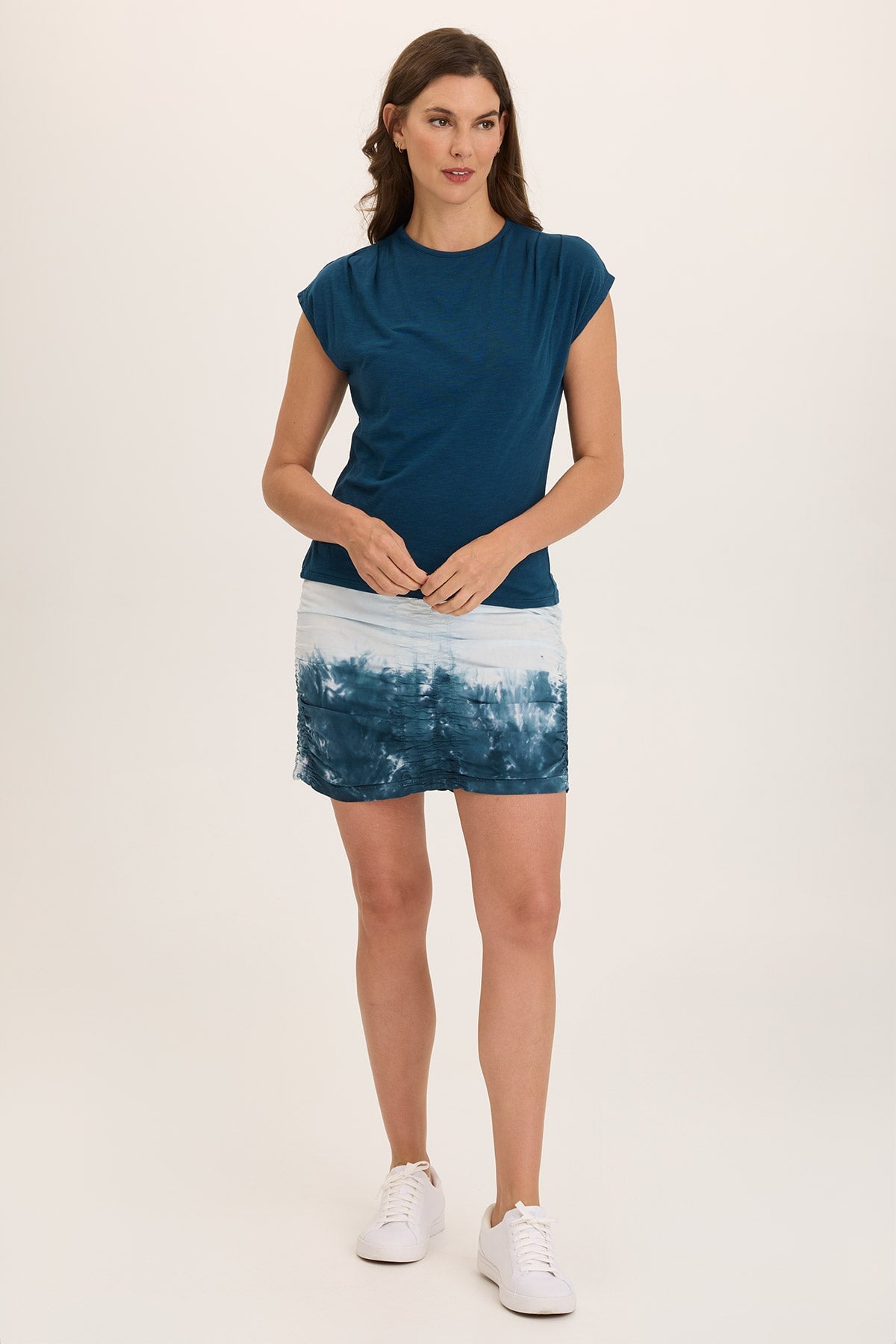 Wearables Trace Allover Ruched Pull-On Mini Skirt