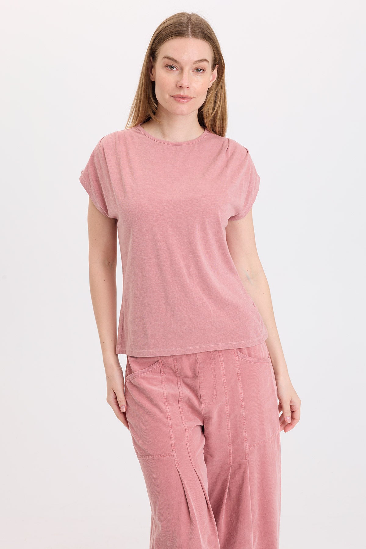 Arwen Soft Jersey Mock Neck Tee