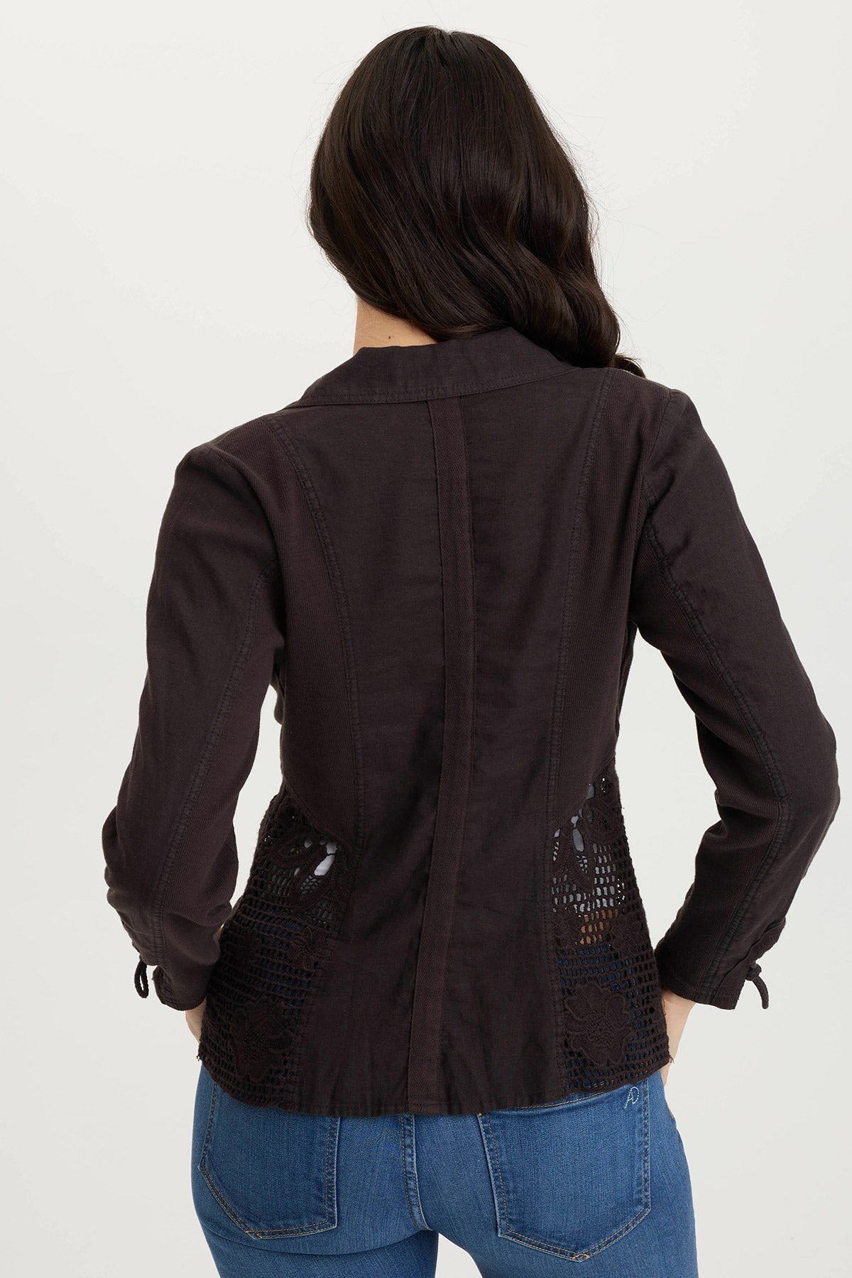 XCVI Trinket Linen/Crochet Embroidered Lightweight Jacket
