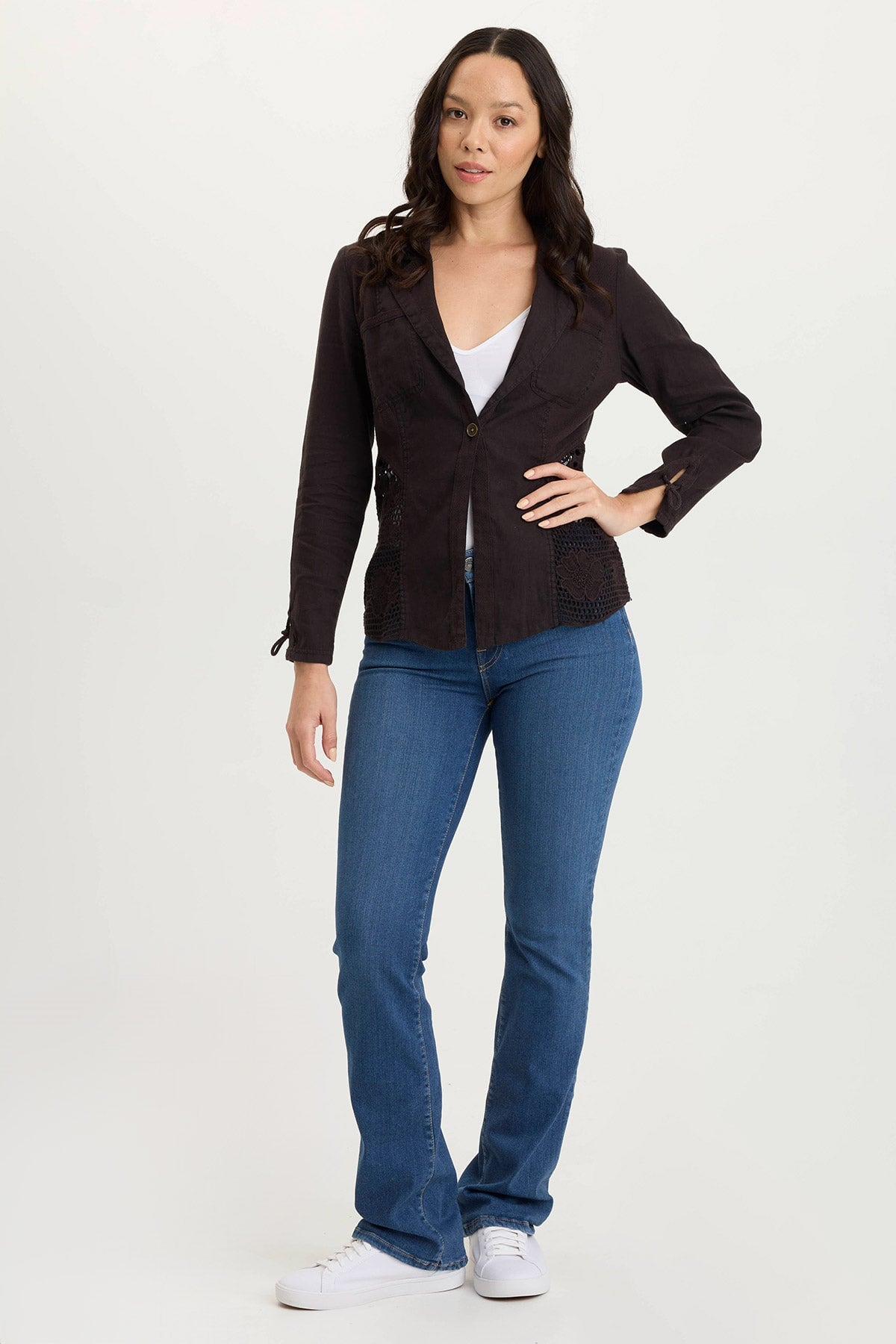 XCVI Trinket Linen/Crochet Embroidered Lightweight Jacket