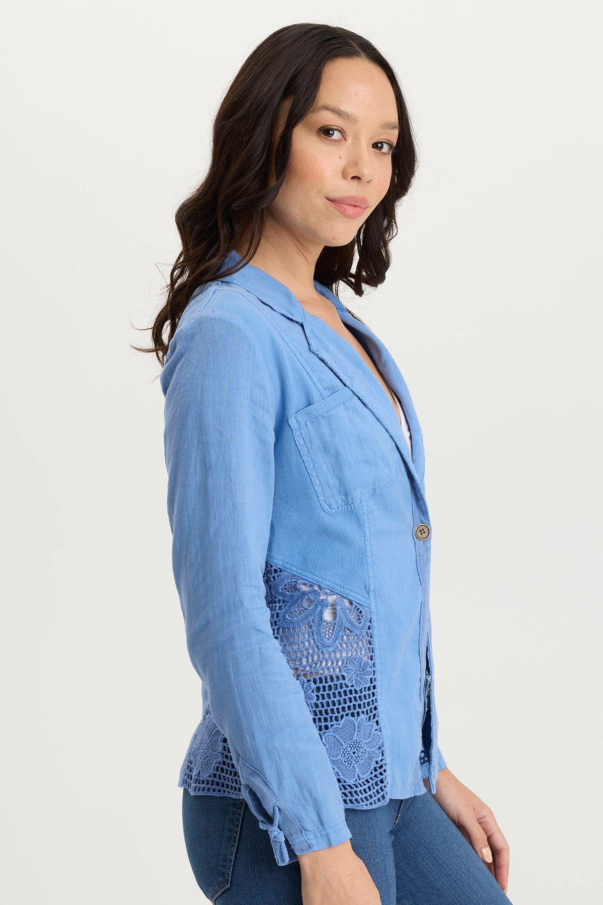 XCVI Trinket Linen/Crochet Embroidered Lightweight Jacket
