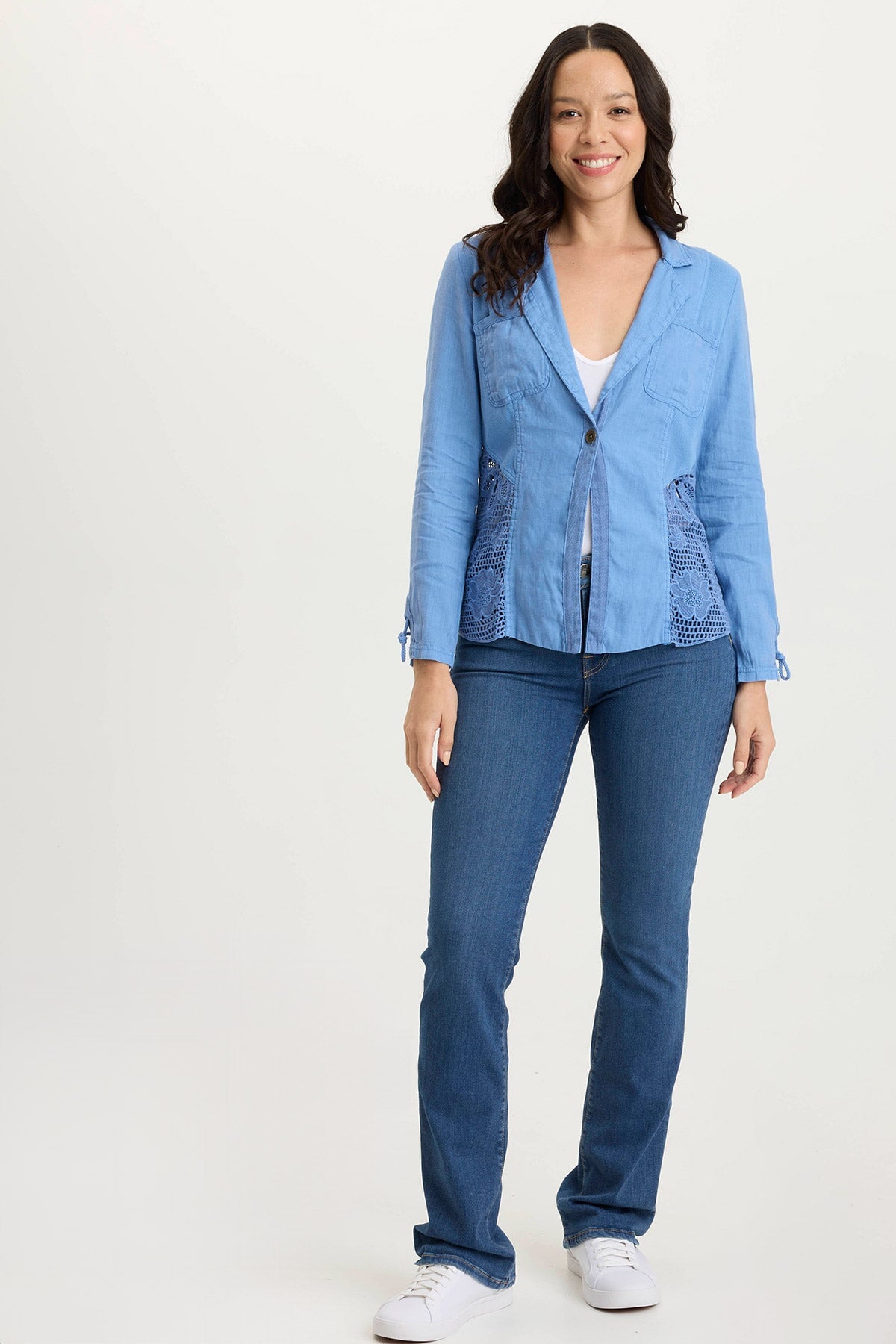 XCVI Trinket Linen/Crochet Embroidered Lightweight Jacket