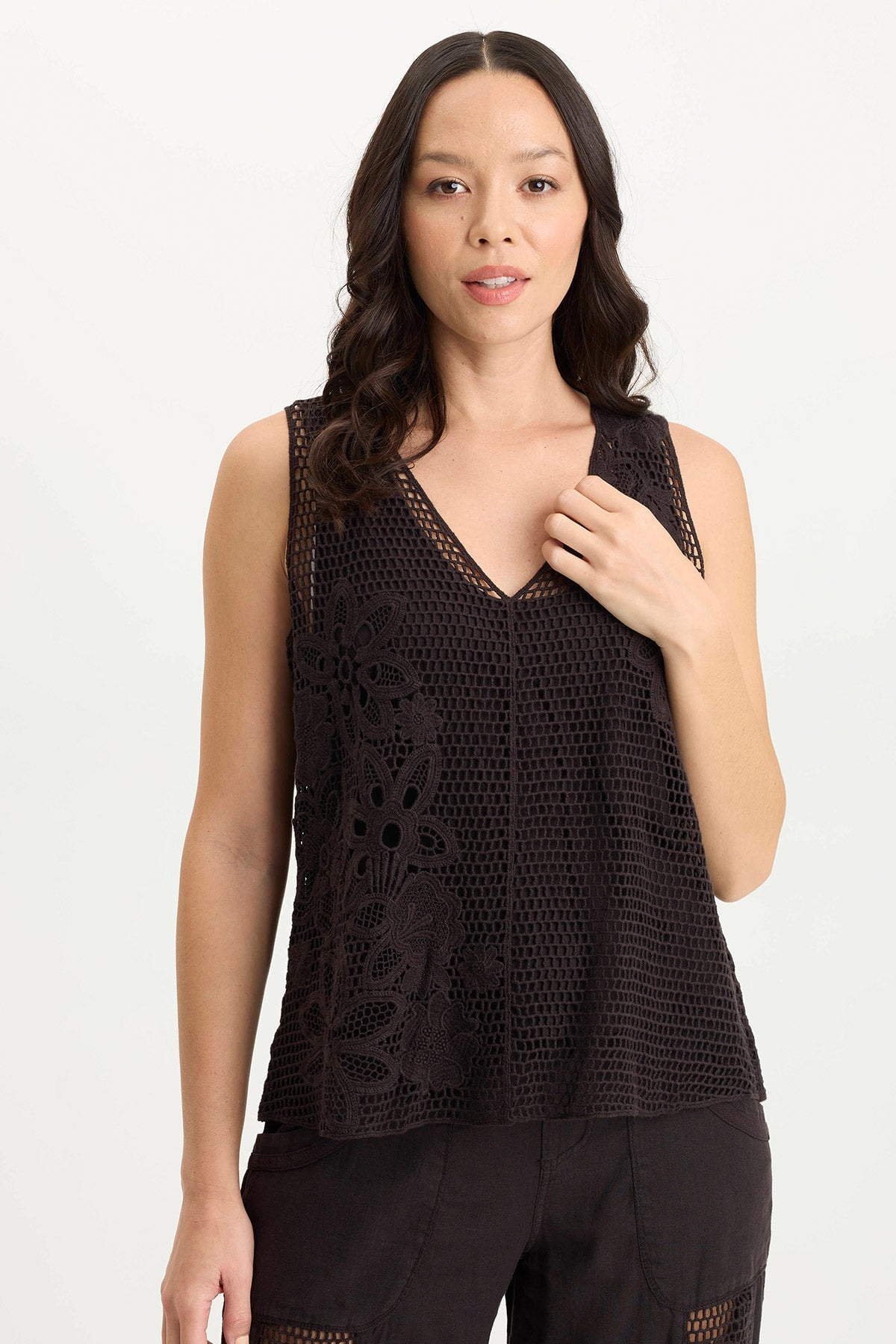XCVI Chariss Crochet V-Neck Tank Top