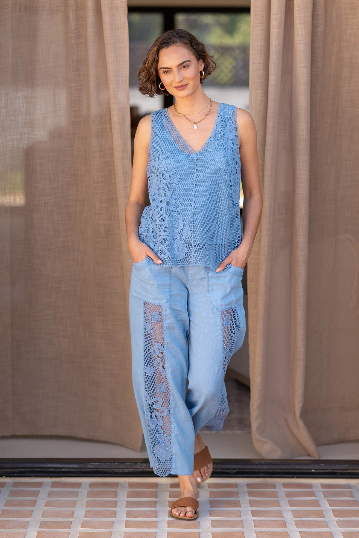 XCVI Chariss Crochet V-Neck Tank Top