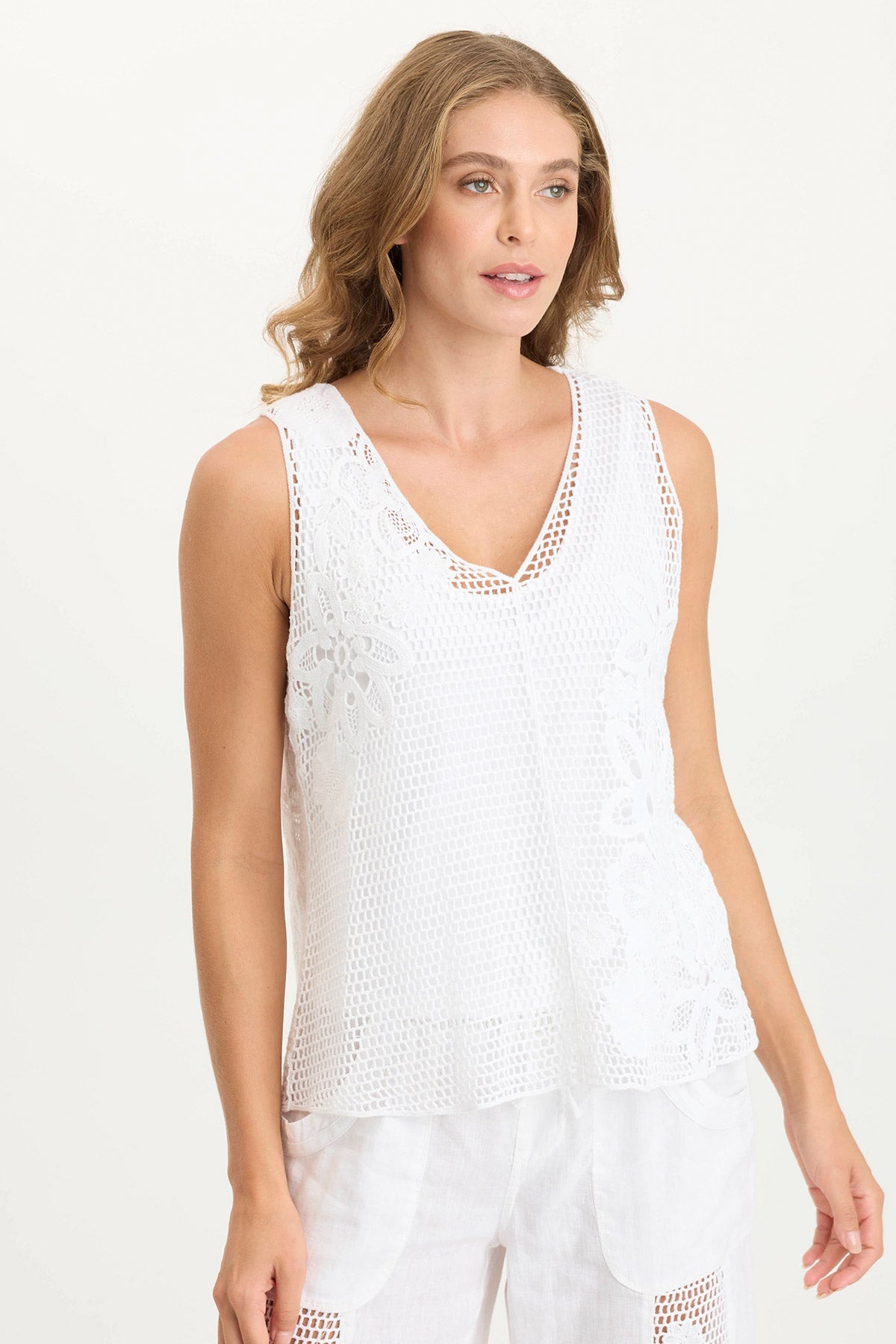 XCVI Chariss Crochet V-Neck Tank Top