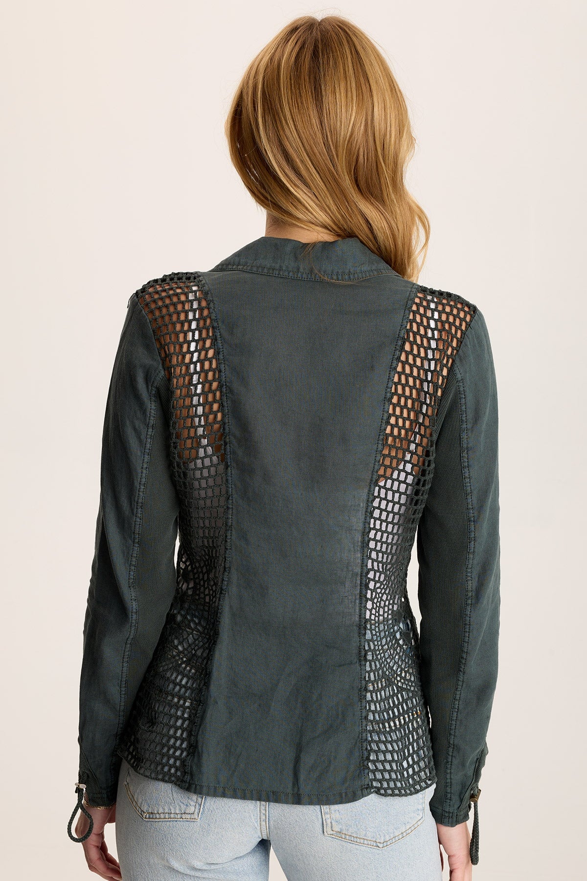 XCVI Contessa Linen/Crochet 1- Button Blazer