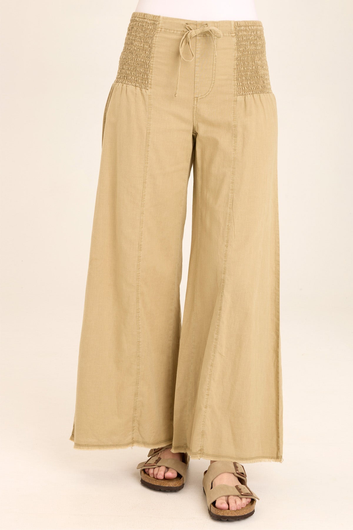 Wearables Kaj Wide Leg Cotton Linen Flare Pant