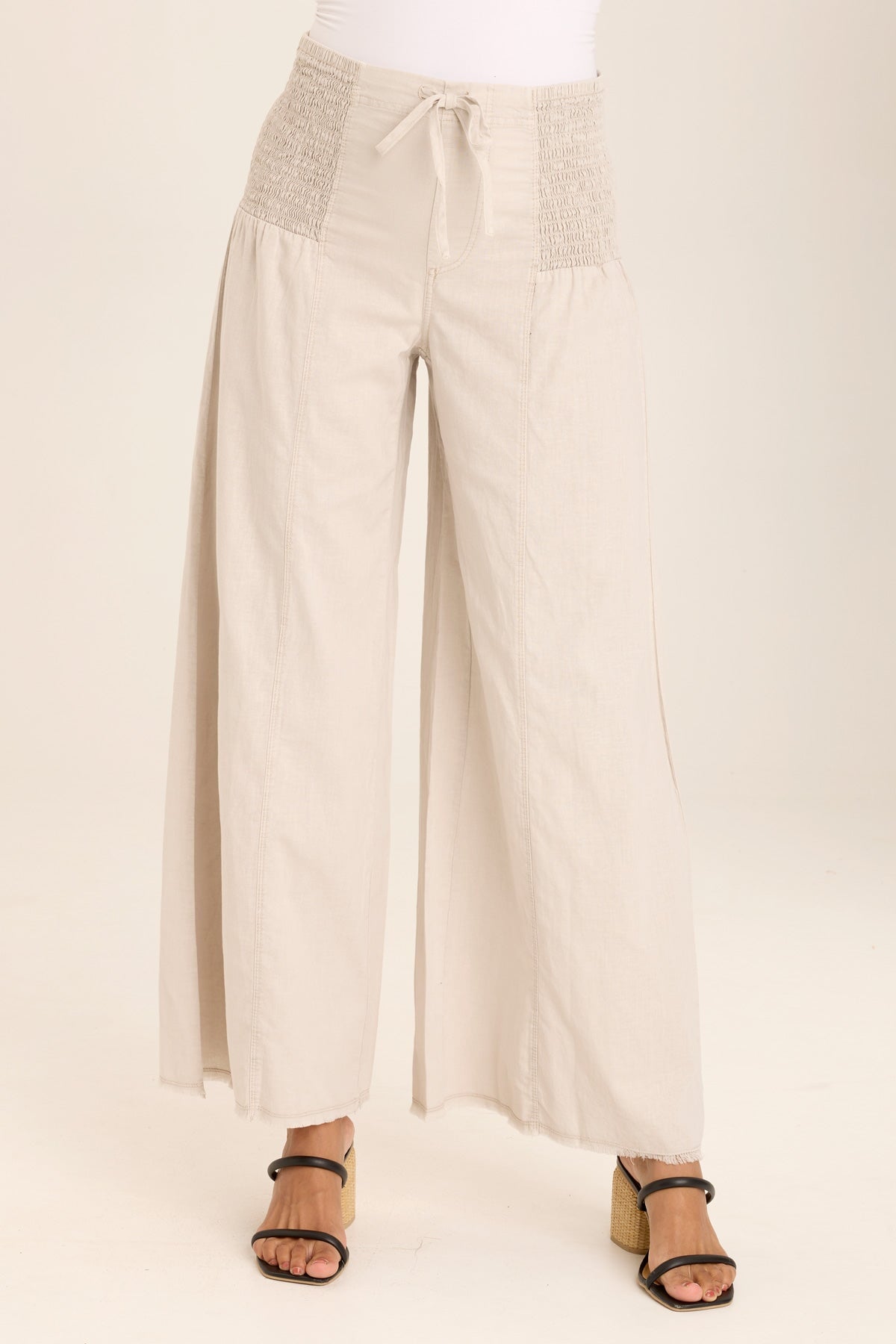 Wearables Kaj Wide Leg Cotton Linen Flare Pant