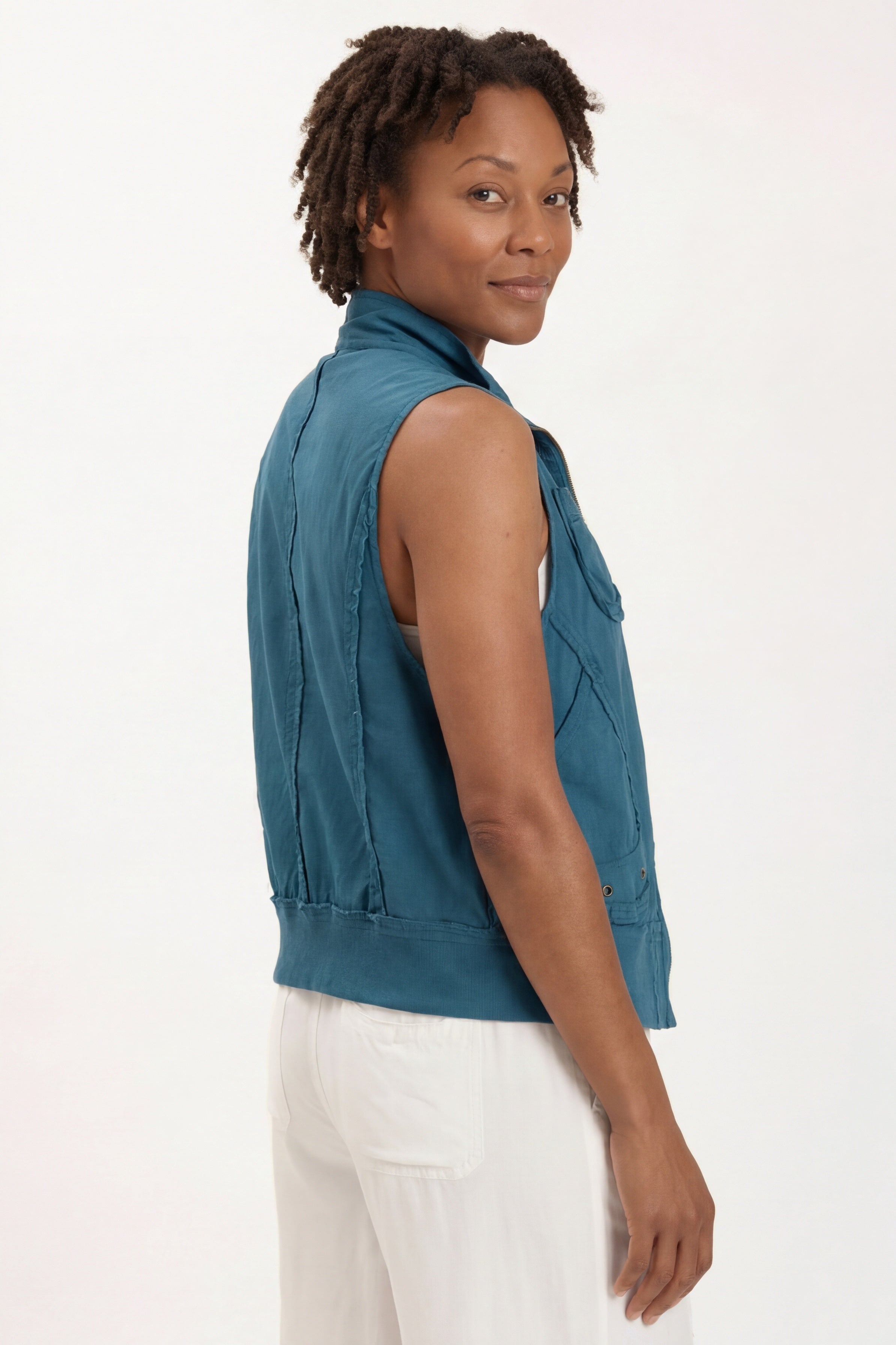 XCVI Grindelle Cargo Vest in Poplin and Jersey