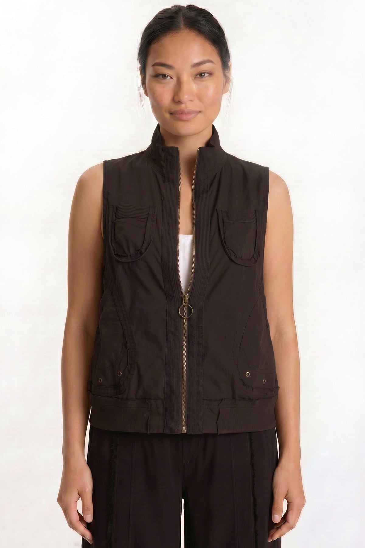 XCVI Grindelle Cargo Vest in Poplin and Jersey