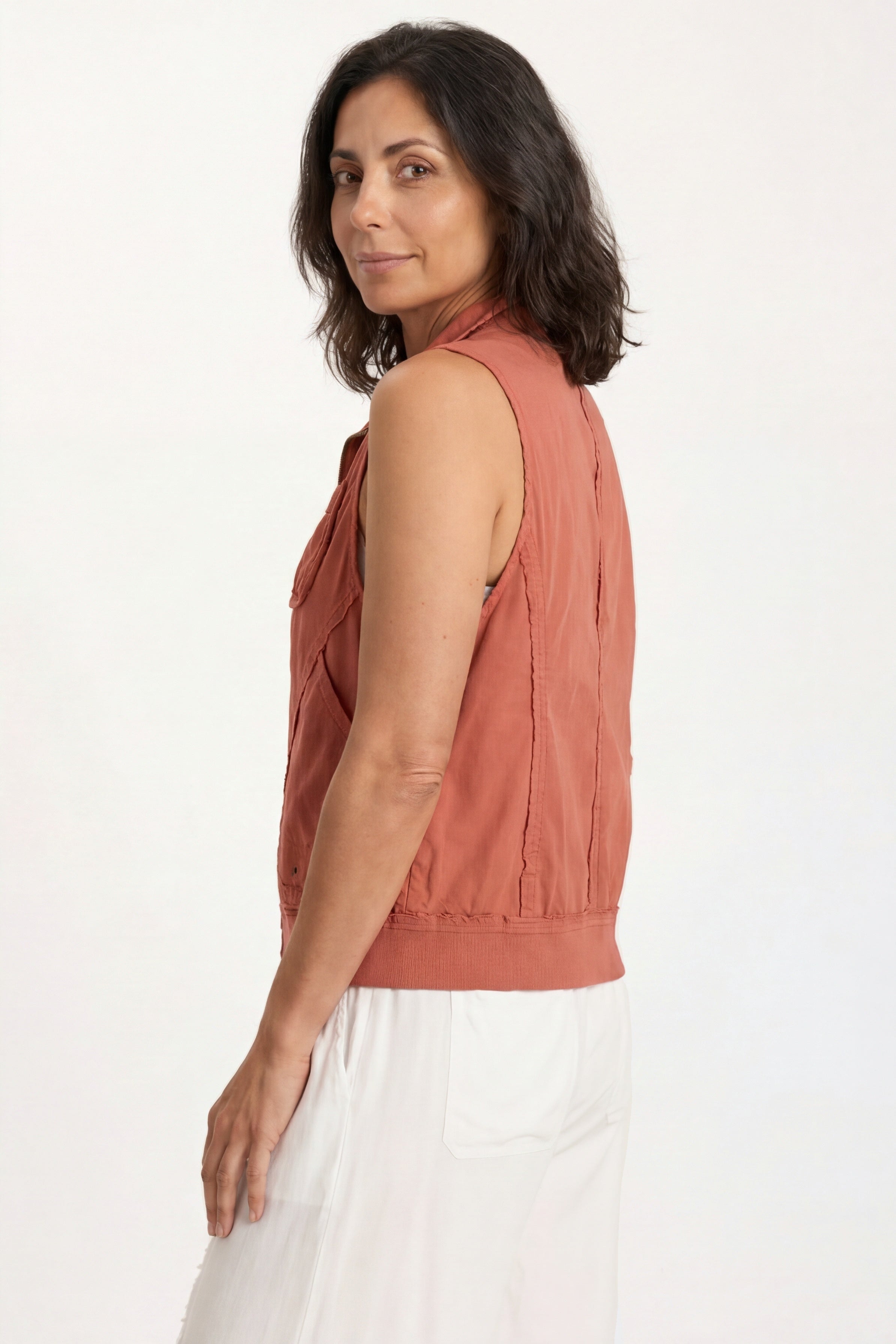 XCVI Grindelle Cargo Vest in Poplin and Jersey