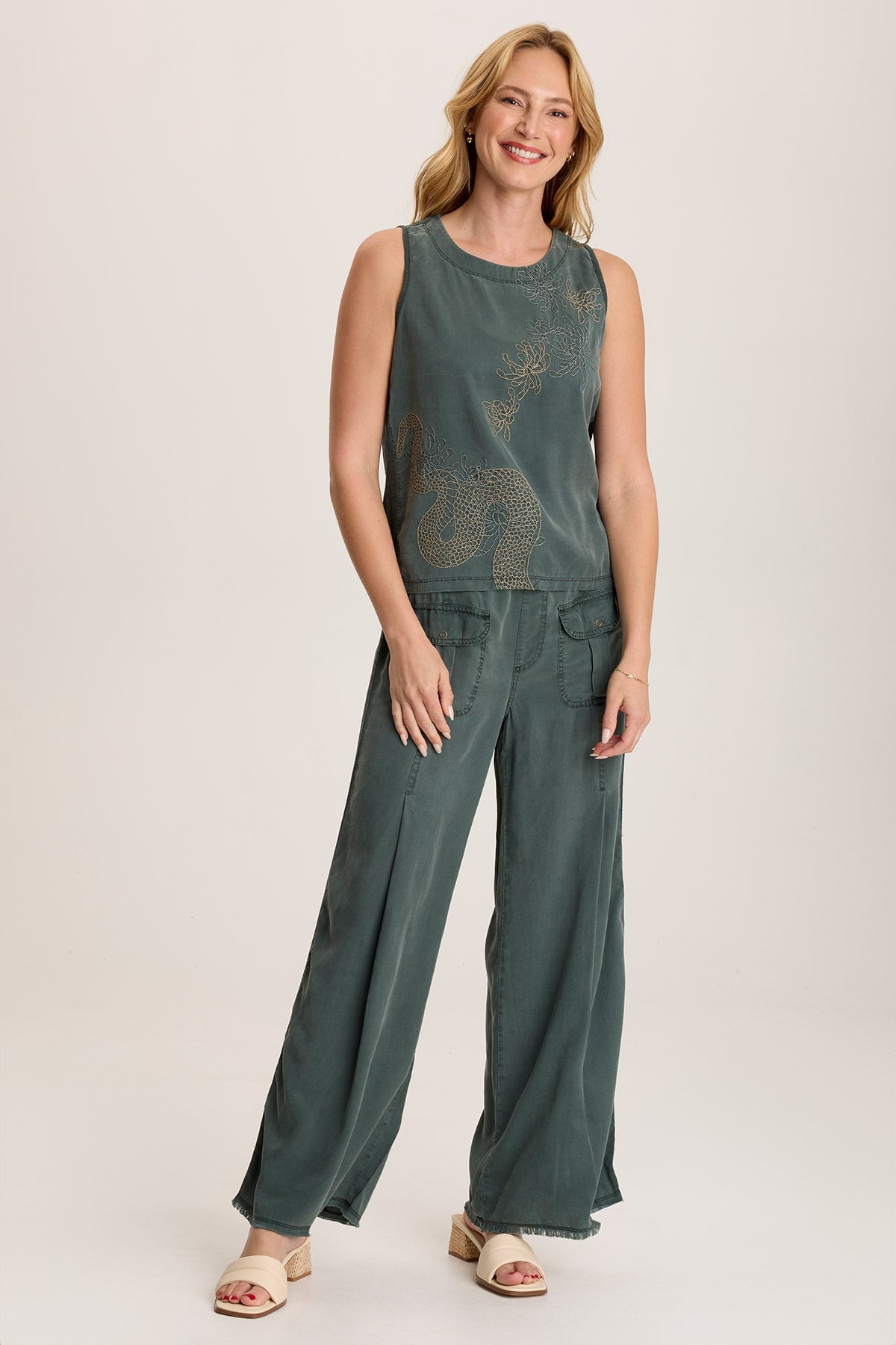 XCVI Quan Twill Embroidered Tank