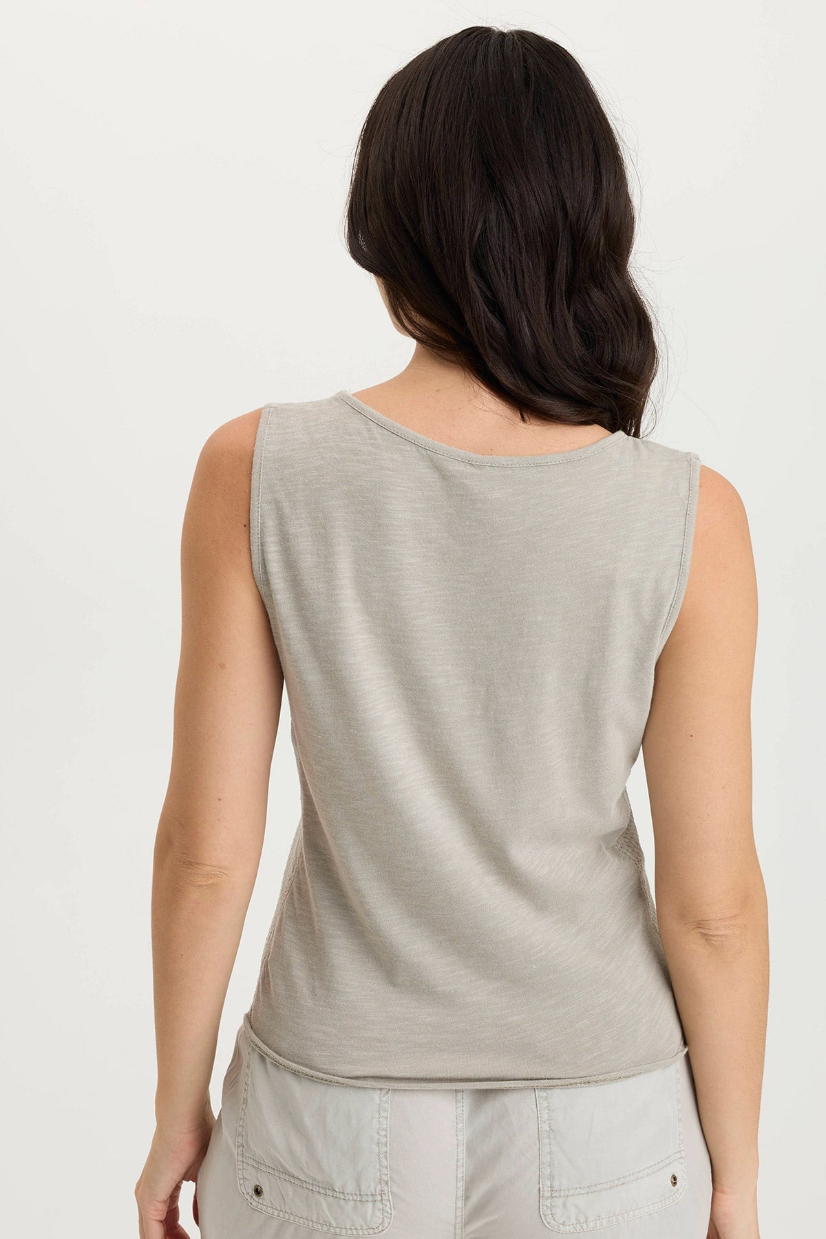XCVI Landis Peforated Poplin + Jersey Pocket Tank