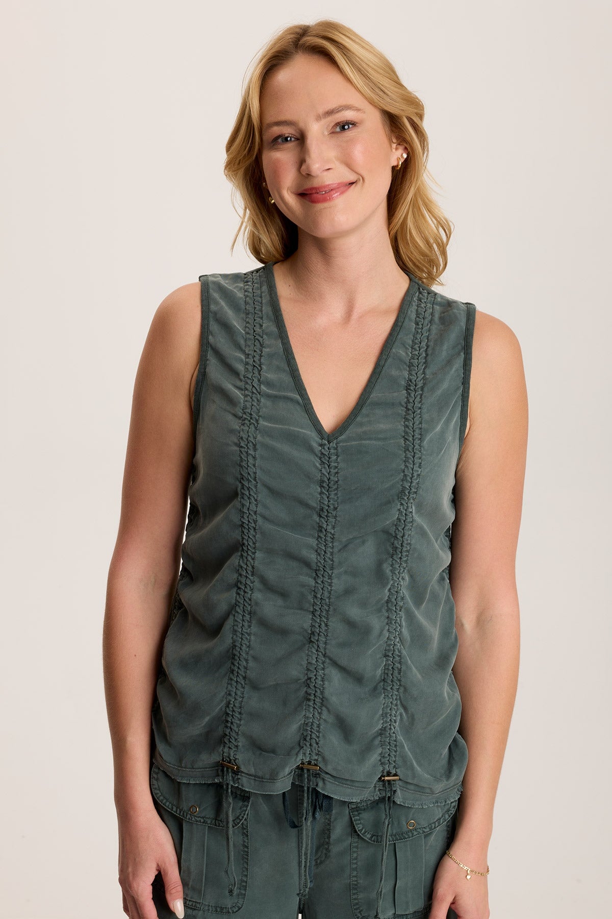 XCVI Mitzi Twill Cinched Cord Tank