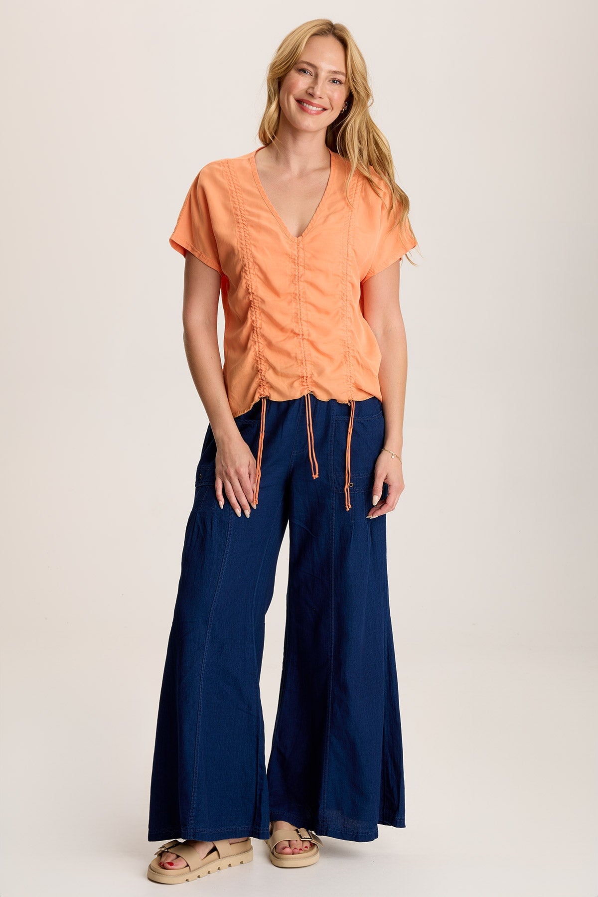 XCVI Florentine Mock-Denim Wide-Leg Pant