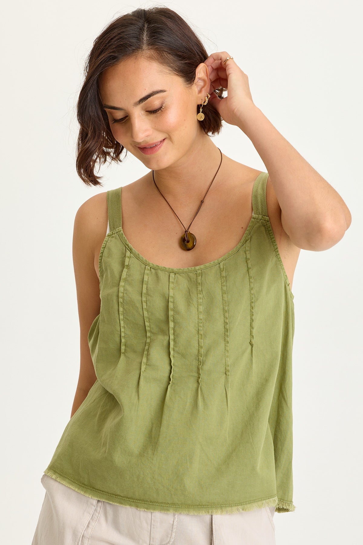 Wearables Shawnie Flowy Linen Pintuck Tank