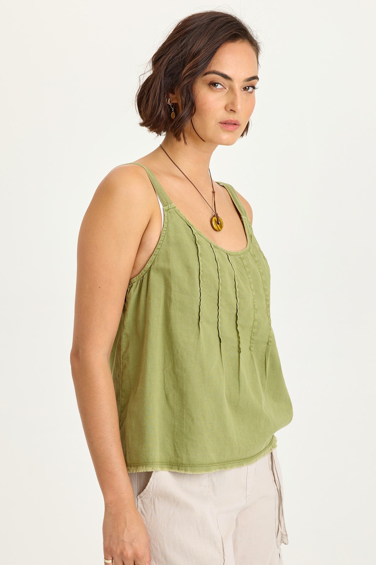 Wearables Shawnie Linen Billowy Pintuck Tank
