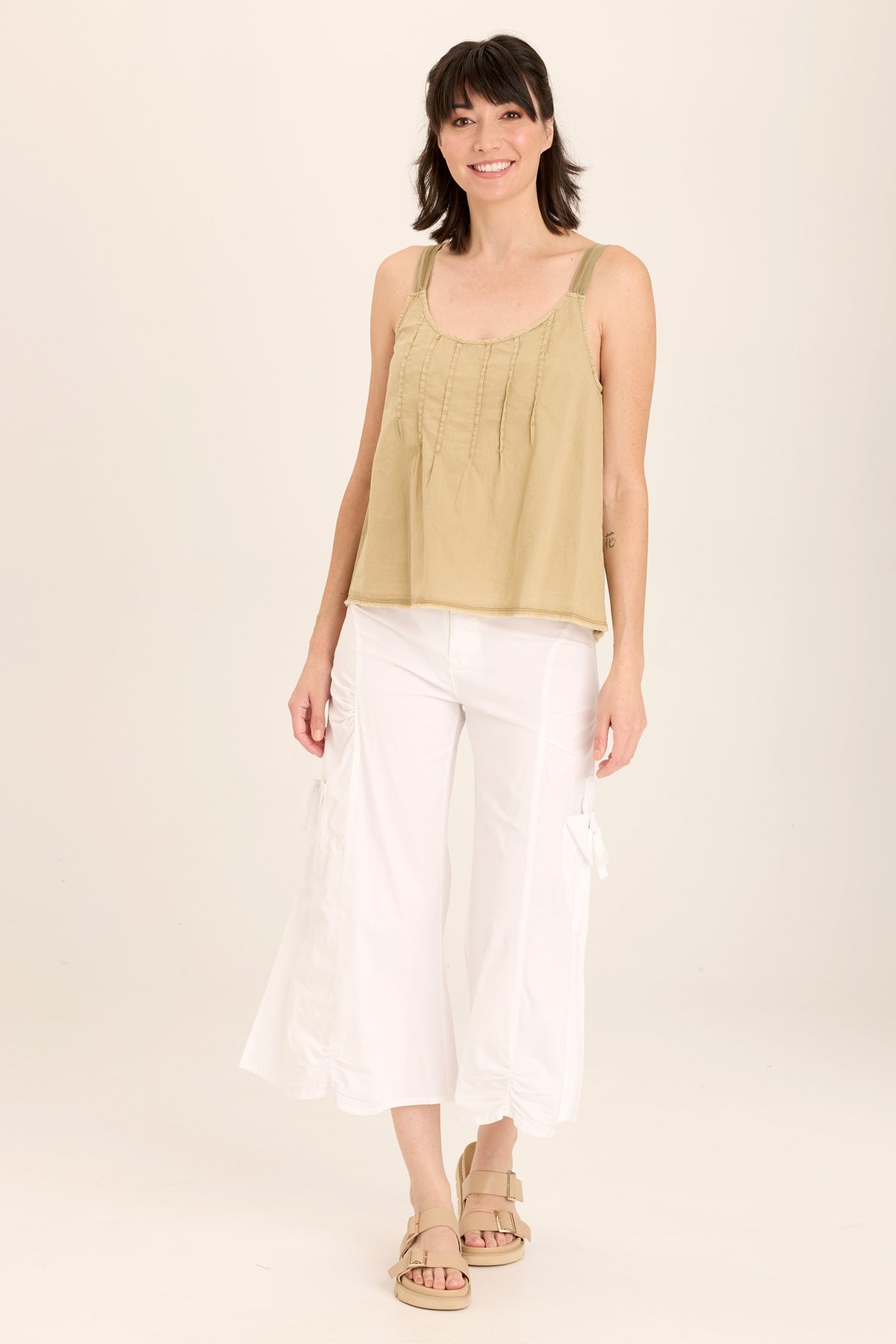 Wearables Shawnie Linen Billowy Pintuck Tank