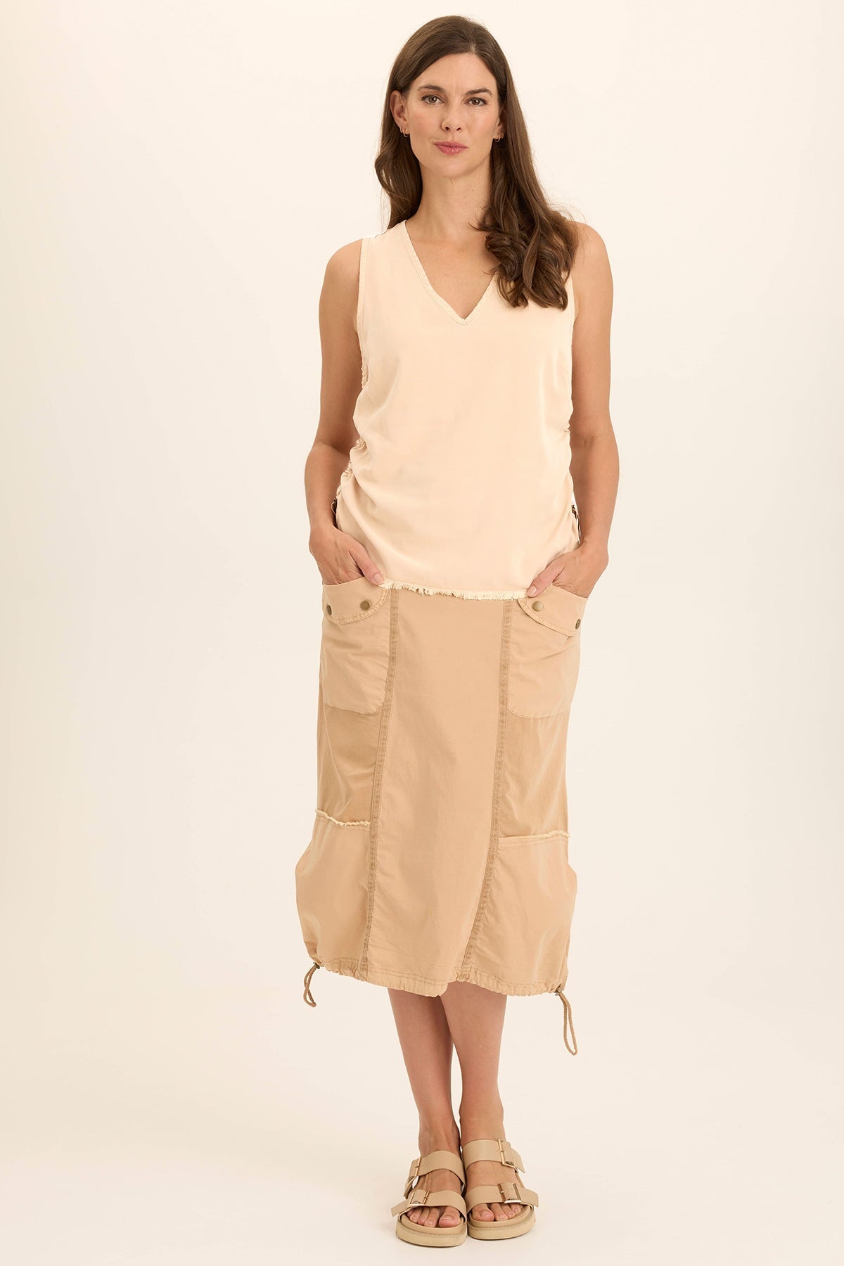 Wearables Marconi Cargo Cinch Bubble Hem Midi Skirt