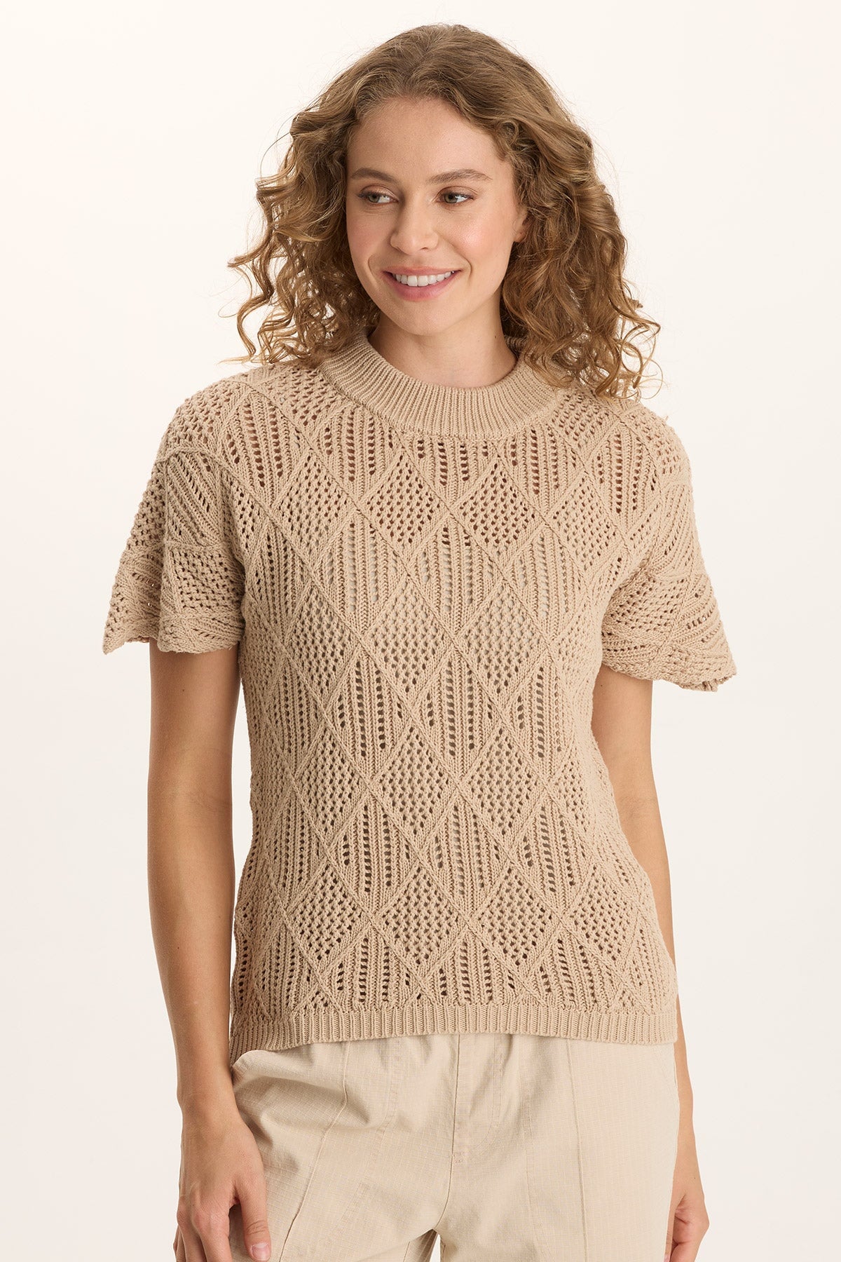 XCVI Copeland Cotton Knit Short-Sleeve Mock Neck Top