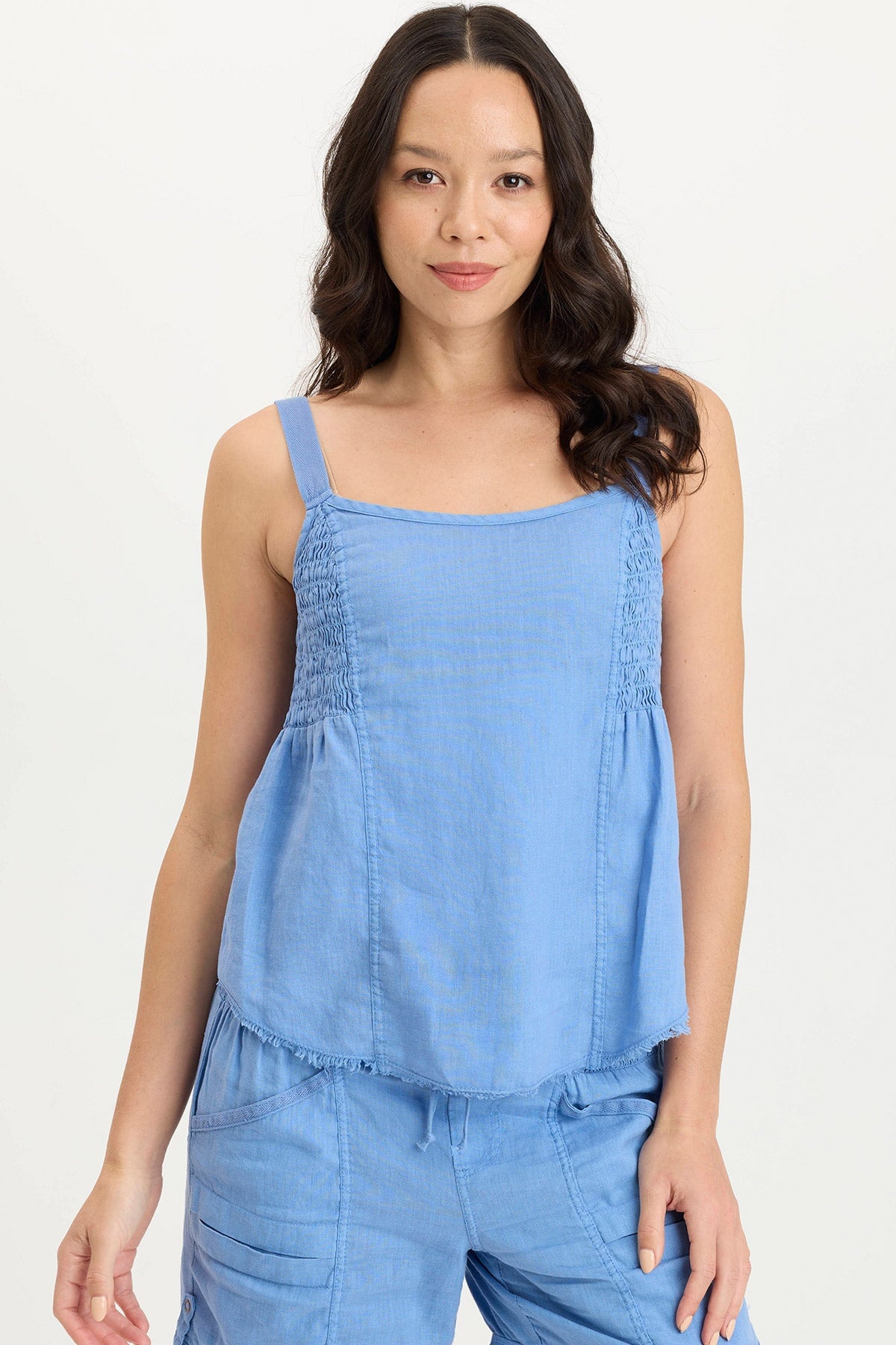 XCVI Fernley Linen Ruched Tank