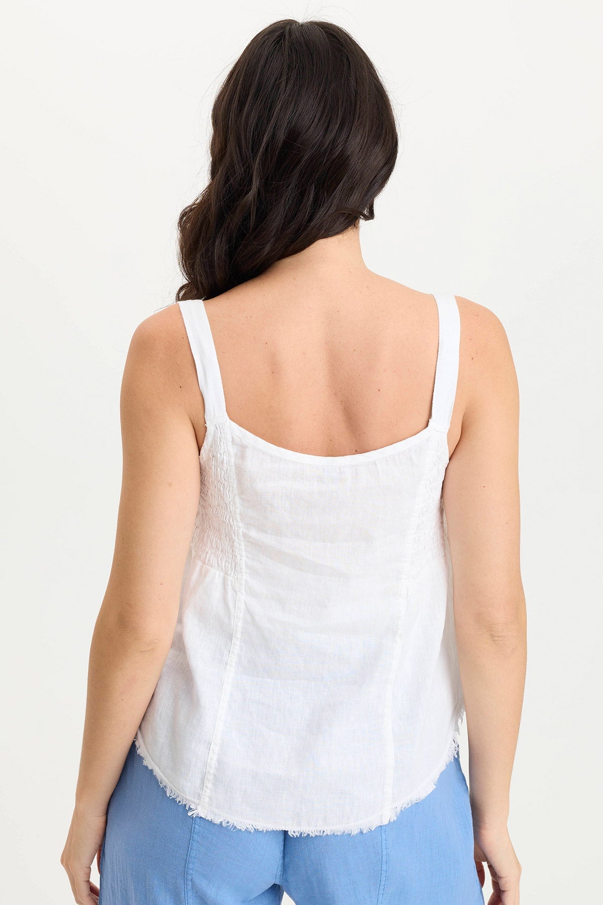 XCVI Fernley Linen Ruched Tank