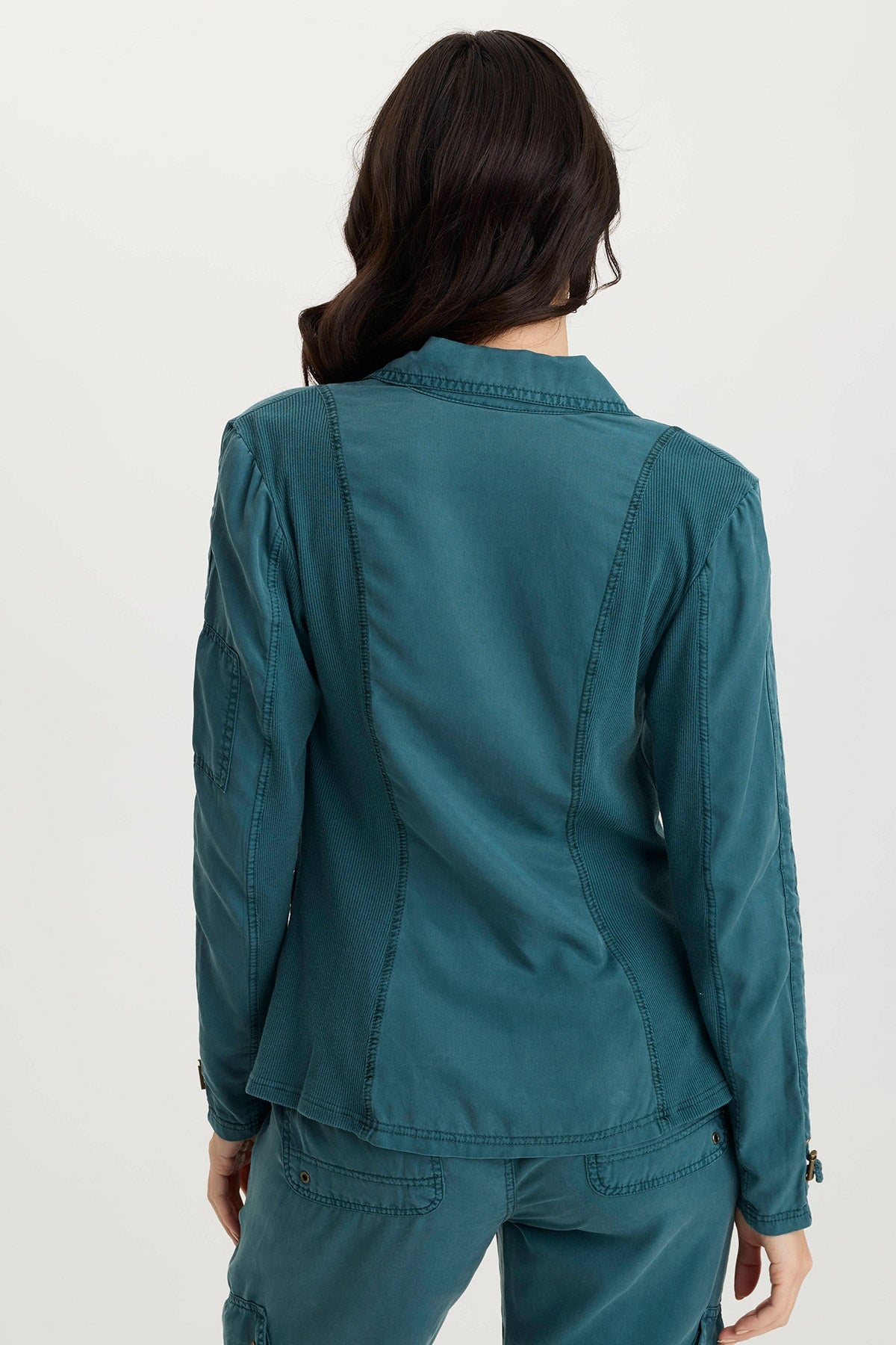 XCVI Stratford Twill/Jersey 3/4-Sleeve Blazer Jacket