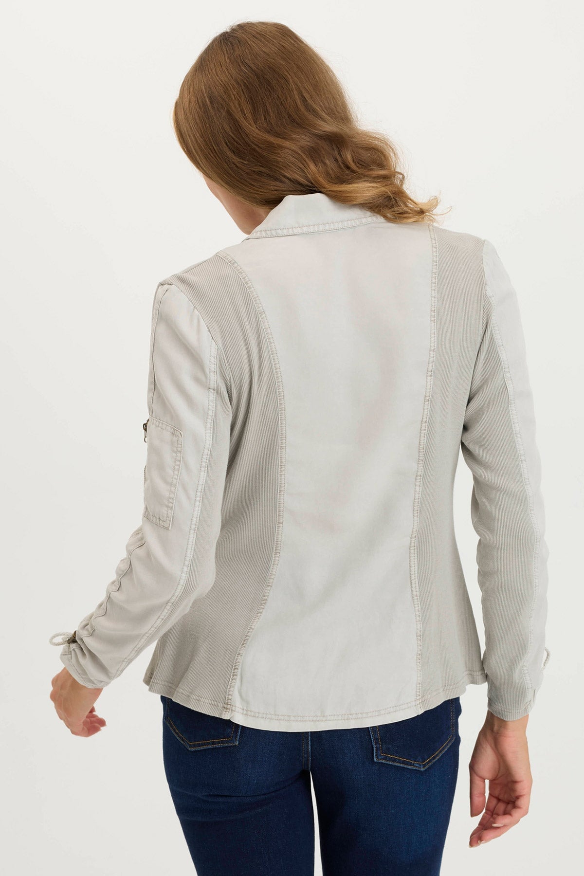 XCVI Stratford Twill/Jersey 3/4-Sleeve Blazer Jacket