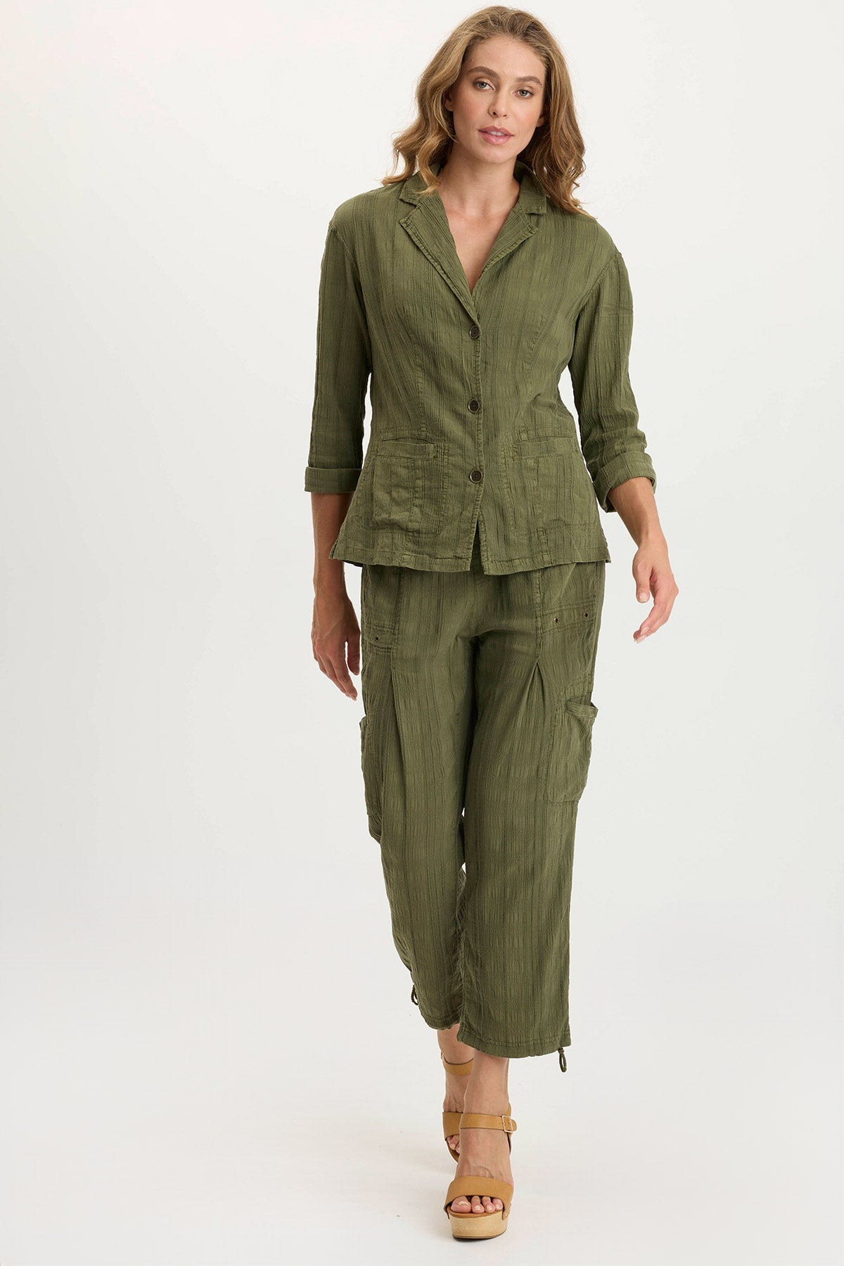 XCVI Hendrix Textured Gauze 3/4-Sleeve Button-Up Jacket