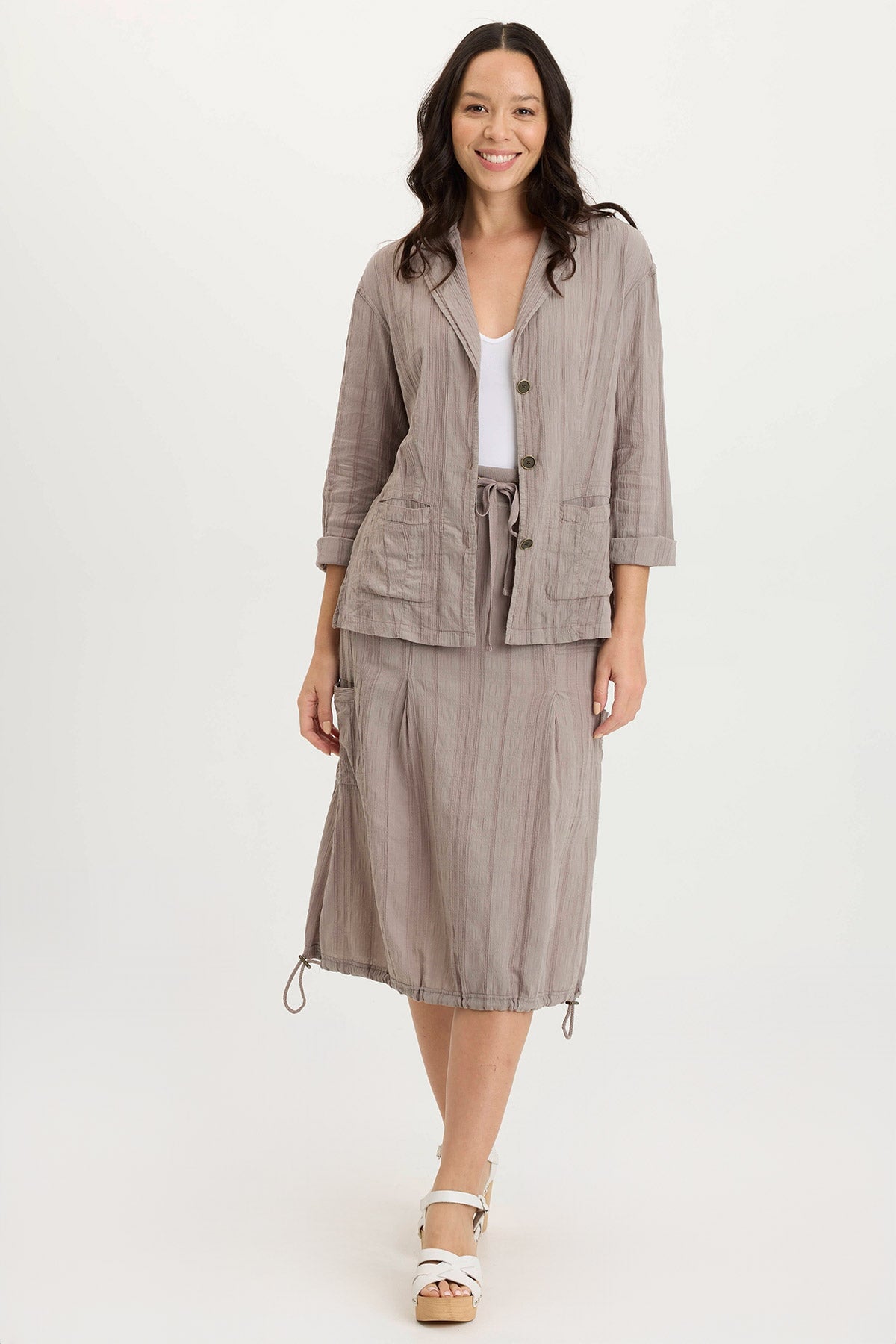 XCVI Hendrix Textured Gauze 3/4-Sleeve Button-Up Jacket