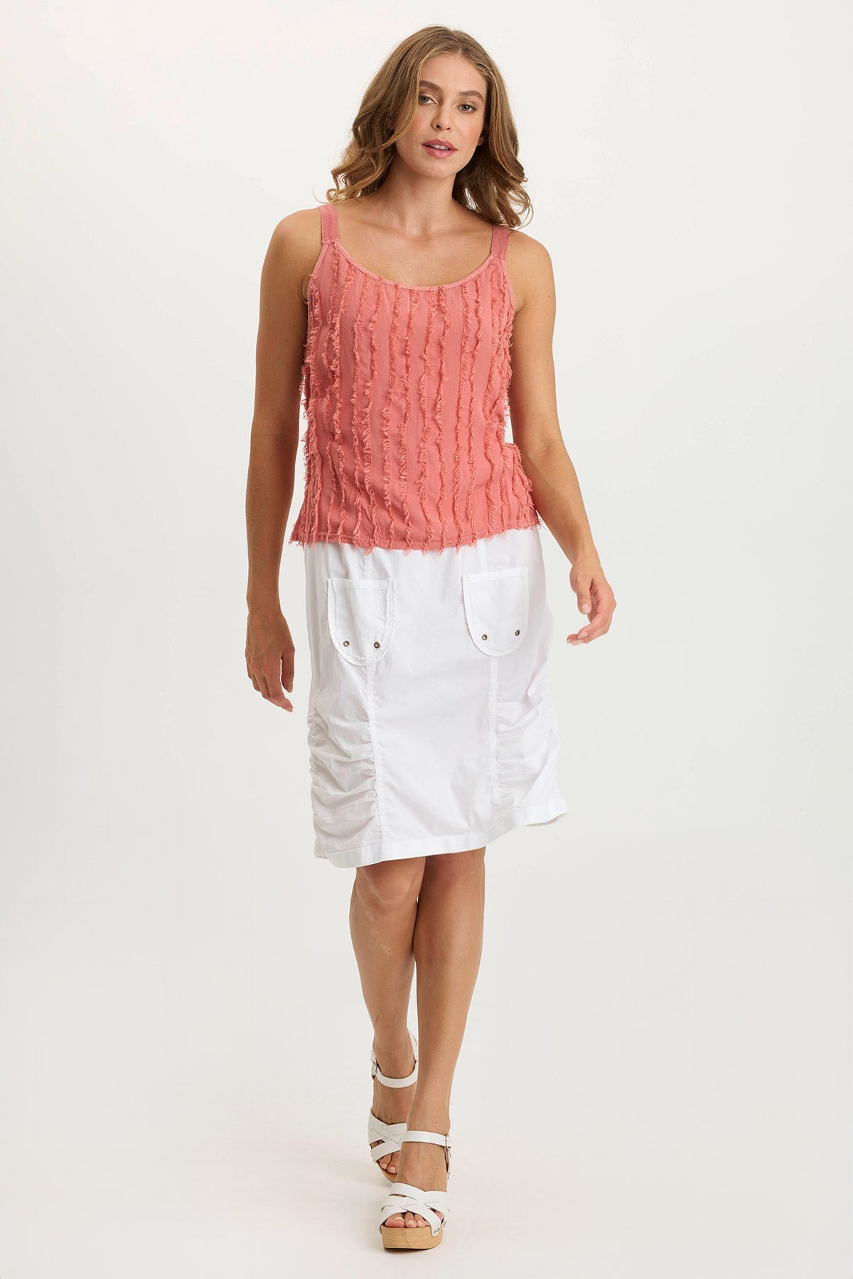 XCVI Tozie Poplin Ruched Panel Drawstring Mini Skirt