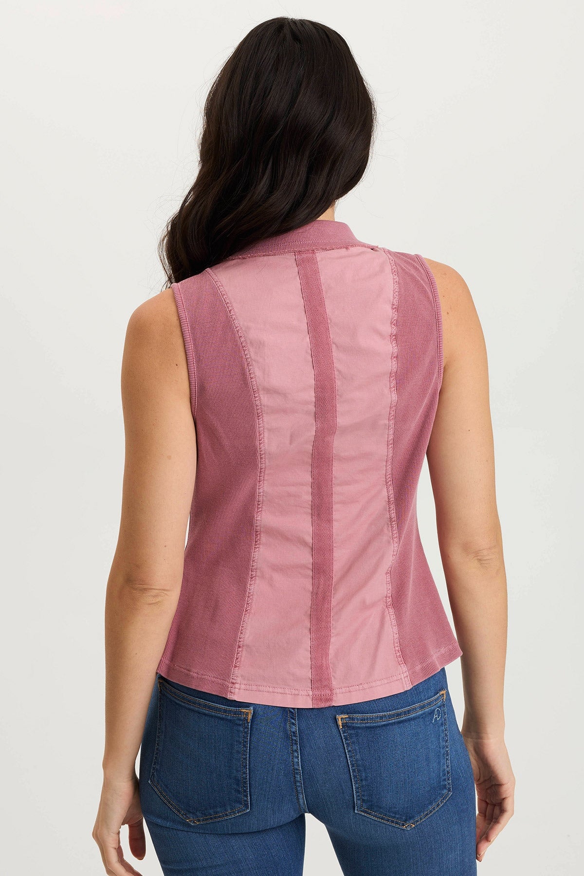 XCVI Shelton Poplin/Ribbed Zipper Pocket Vest