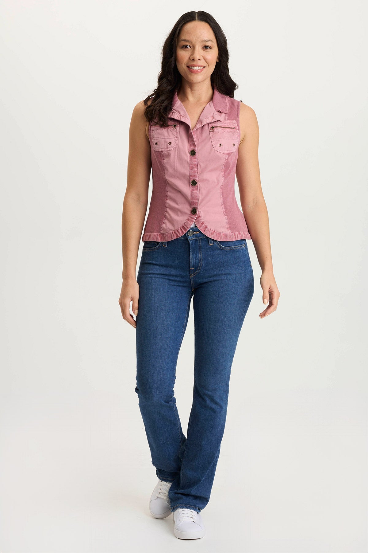 XCVI Shelton Poplin/Ribbed Zipper Pocket Vest