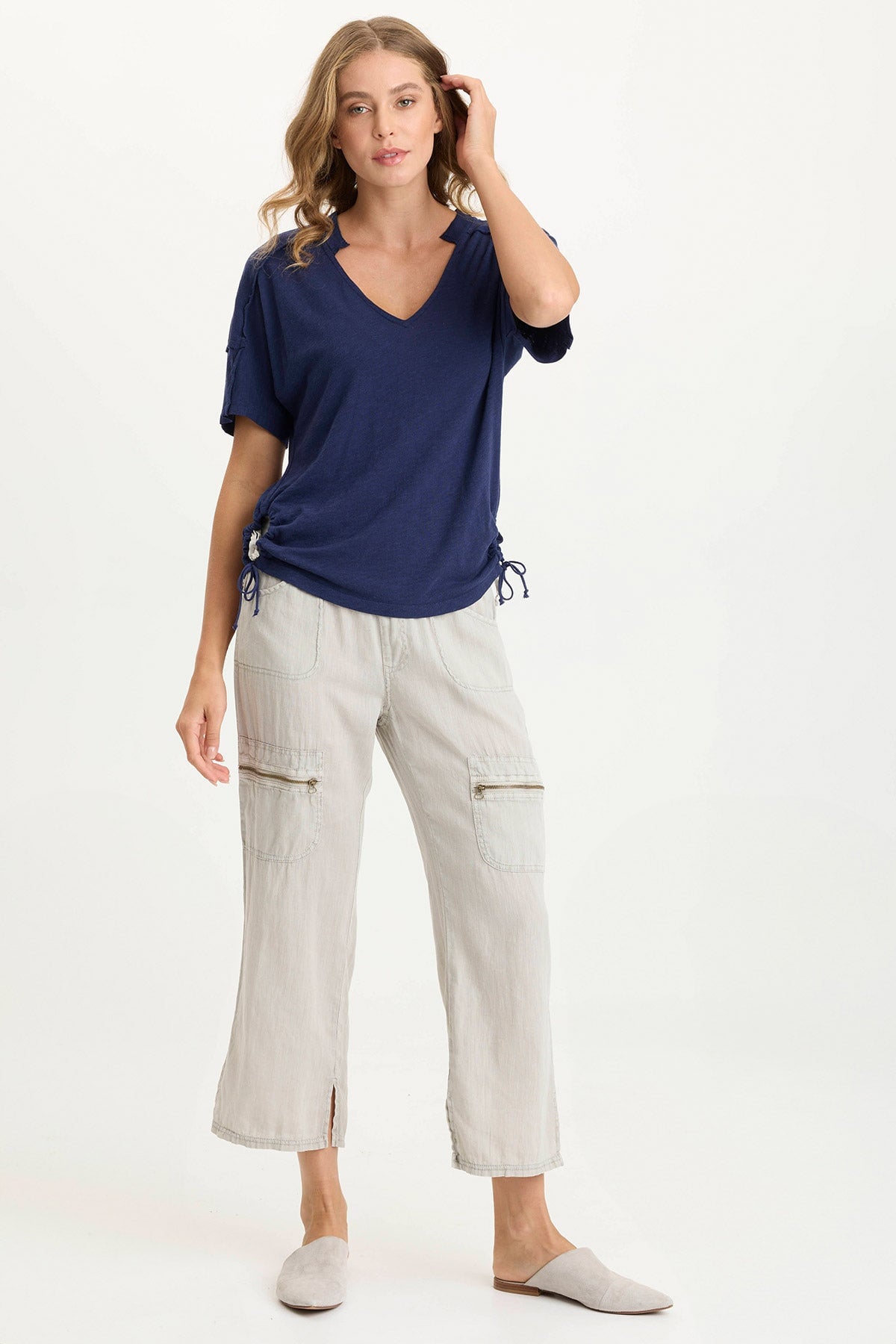 XCVI Amica High Waist Linen Cargo Pant