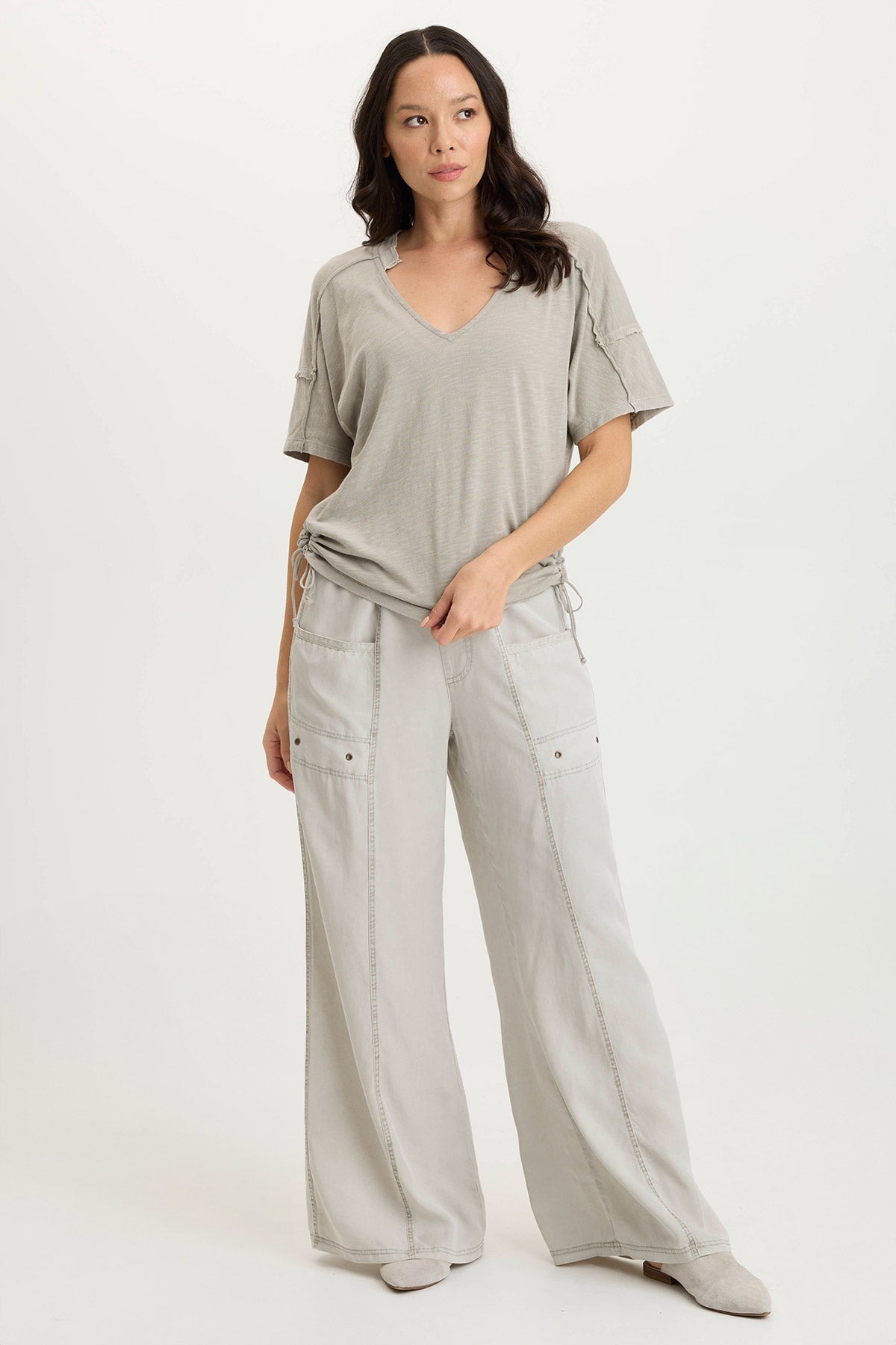 XCVI Siwa Jersey Split-Collar V-Neck Tank