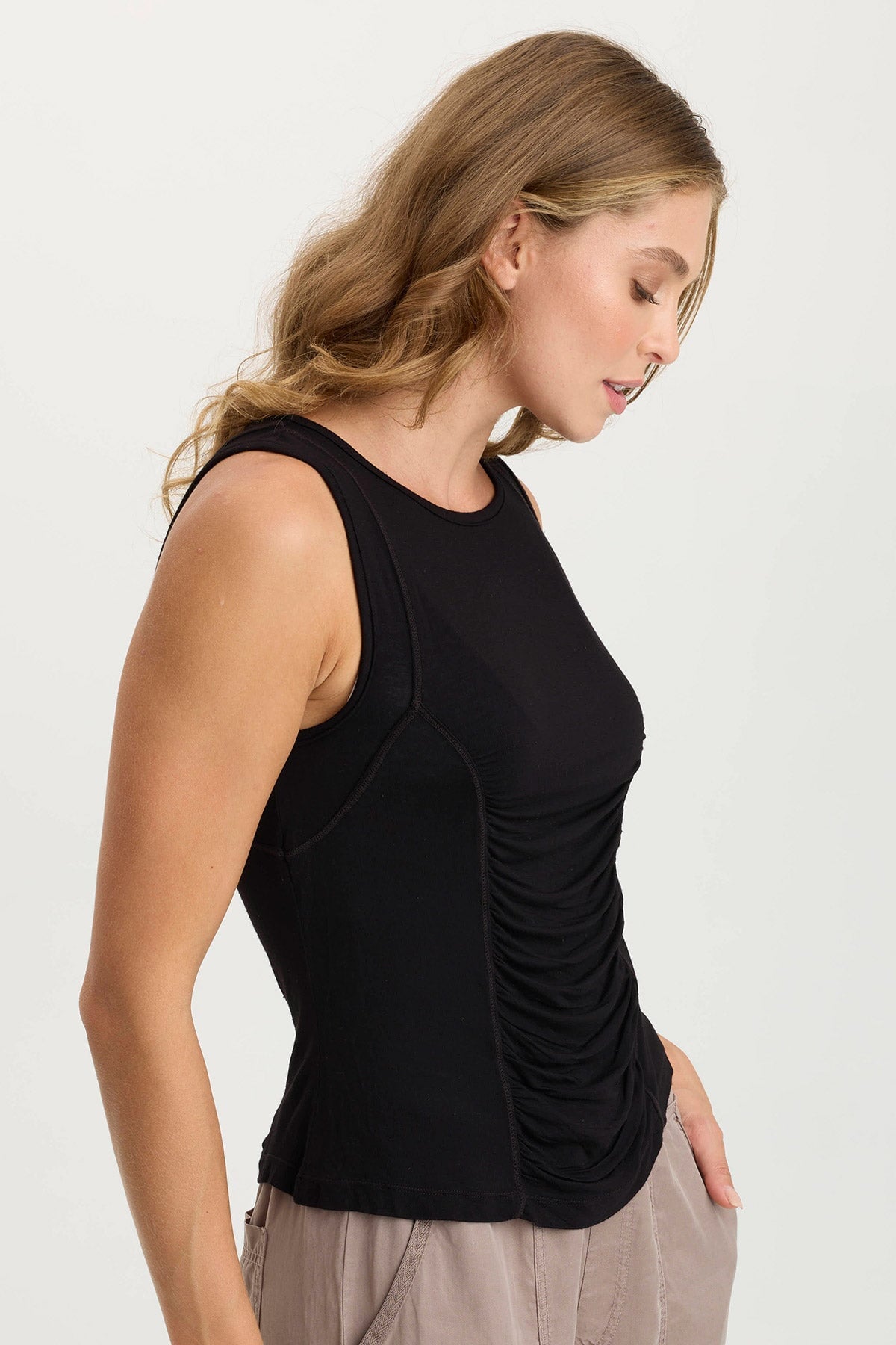 XCVI Bano Jersey Ruched Panel Tank