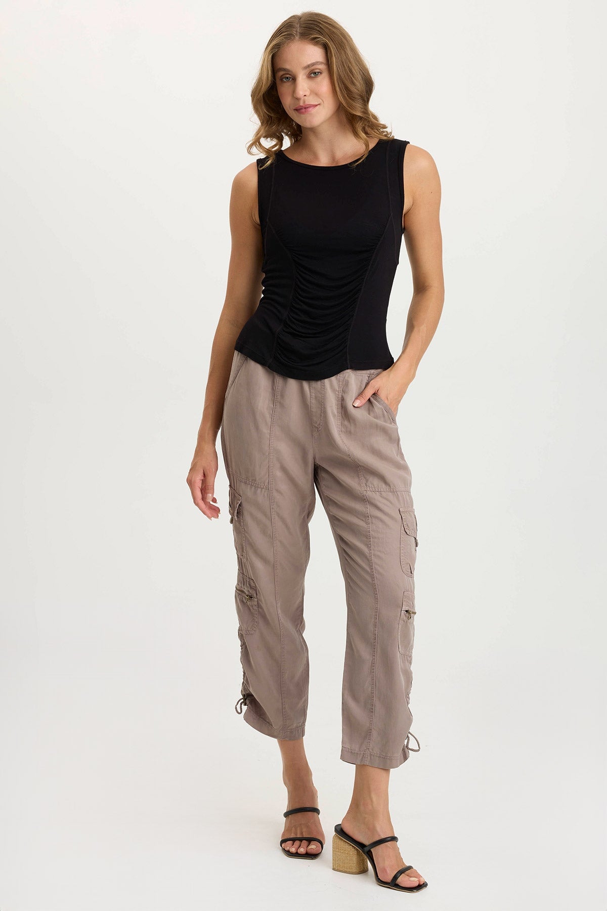 XCVI Bano Jersey Ruched Panel Tank