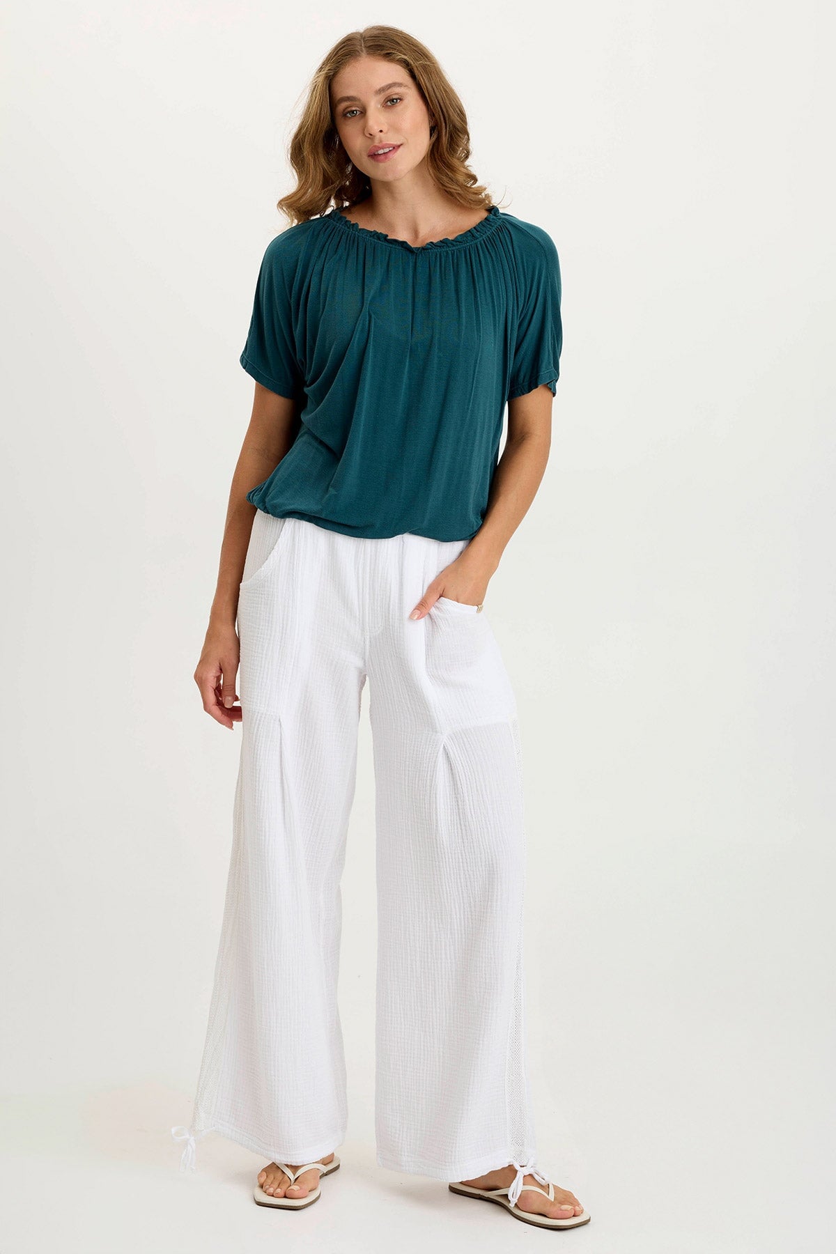 XCVI Deitra Jersey Shirred Tee