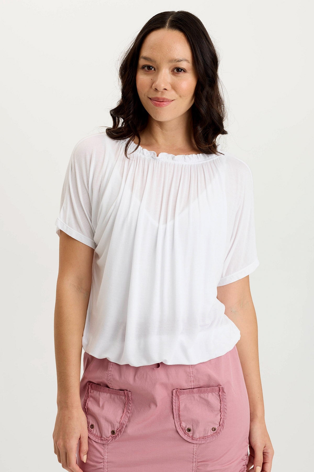 XCVI Deitra Jersey Shirred Tee