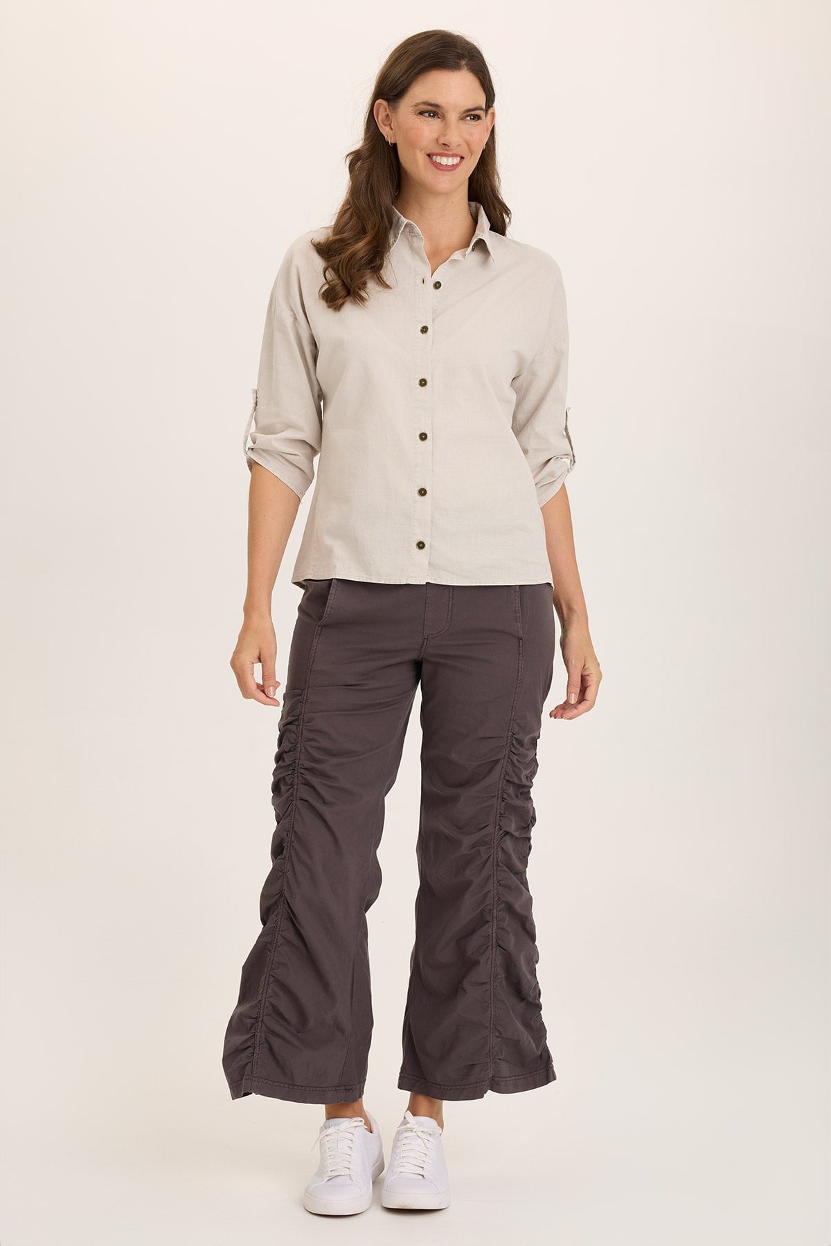 Wearables Naola Stretch Poplin Ruched Flare Gaucho