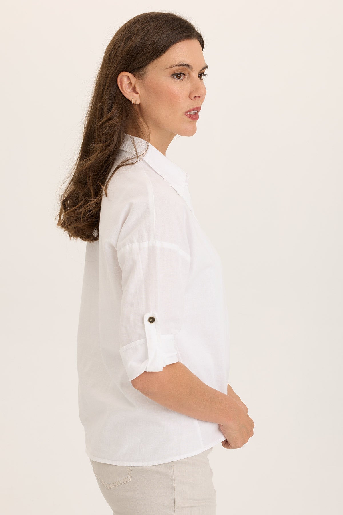 Wearables Carrie Linen 3/4-Sleeve Button-Up