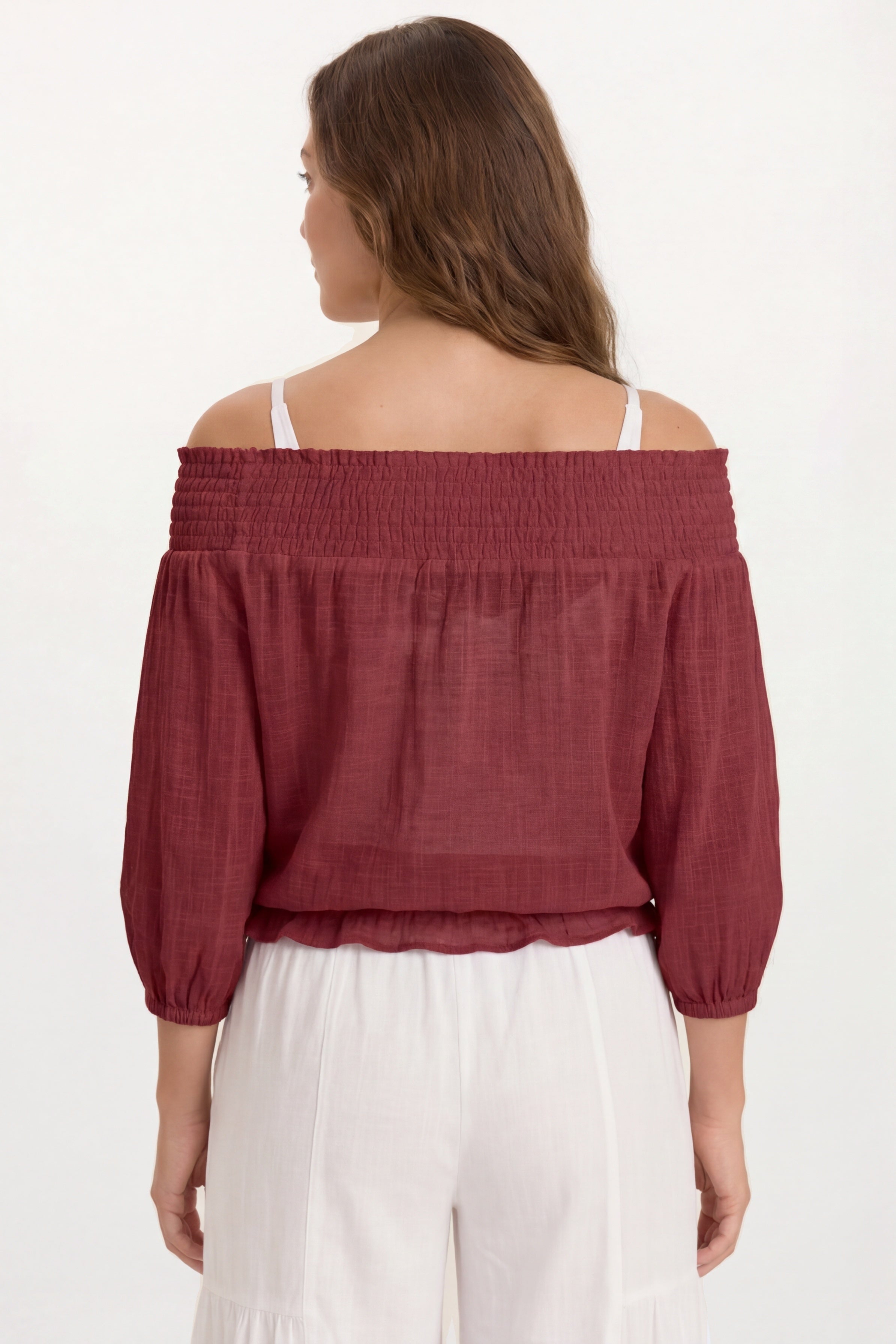 Wearables Jolia Gauze Off-Shoulder Billow Sleeve Top